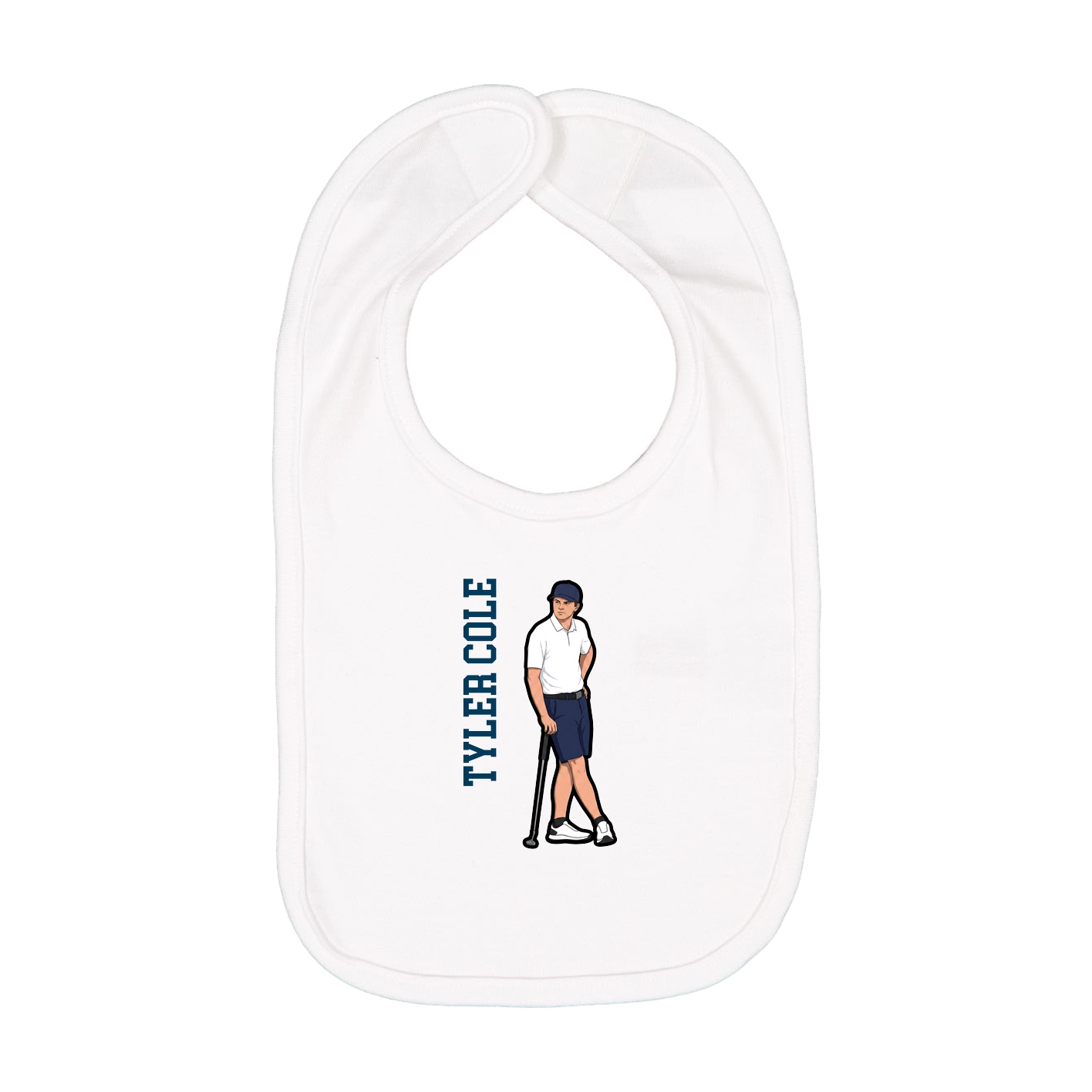 Infant Bib — Name Vertical in White