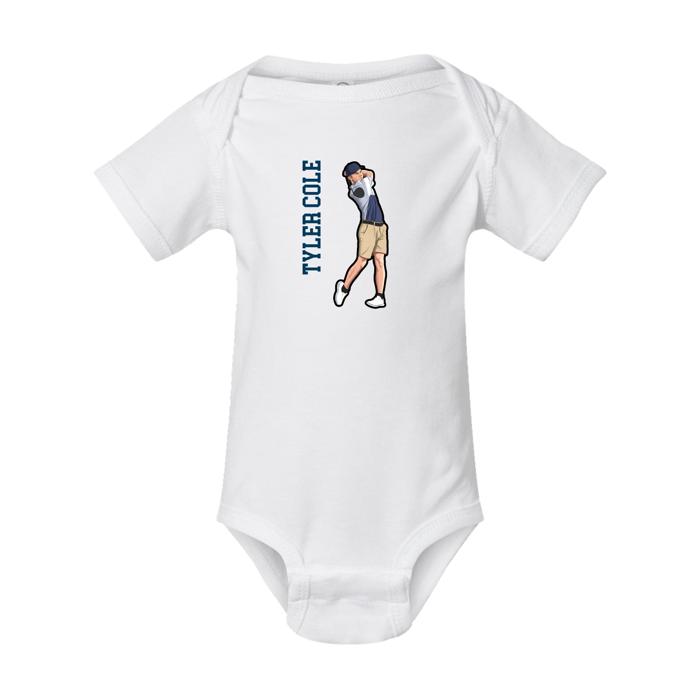 Baby Onesie — Name Vertical in White