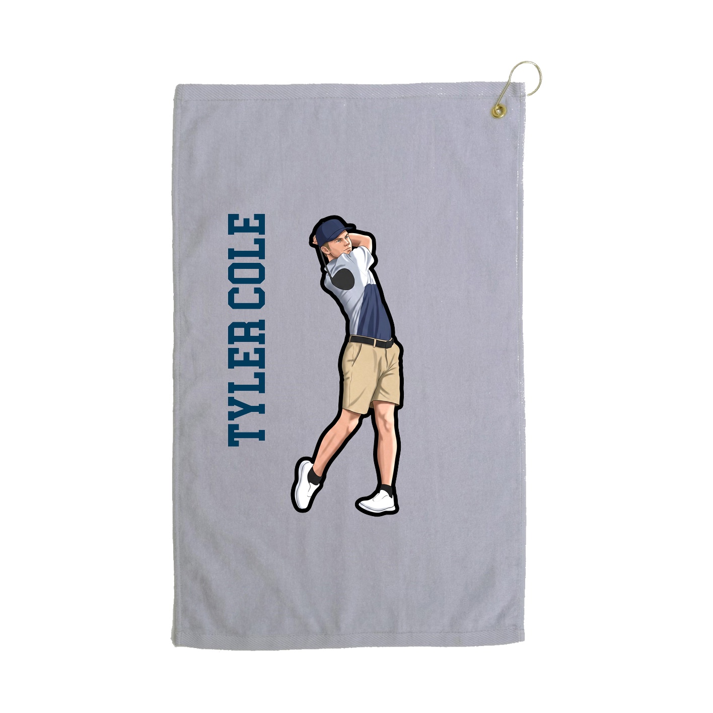 Golf Towel — Name Vertical in Grey