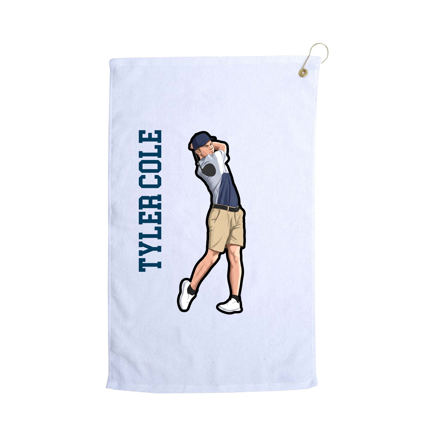 Golf Towel — Name Vertical in White