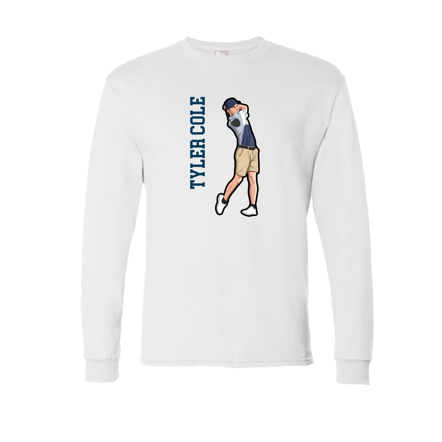 Long Sleeve Tee — Name Vertical in White