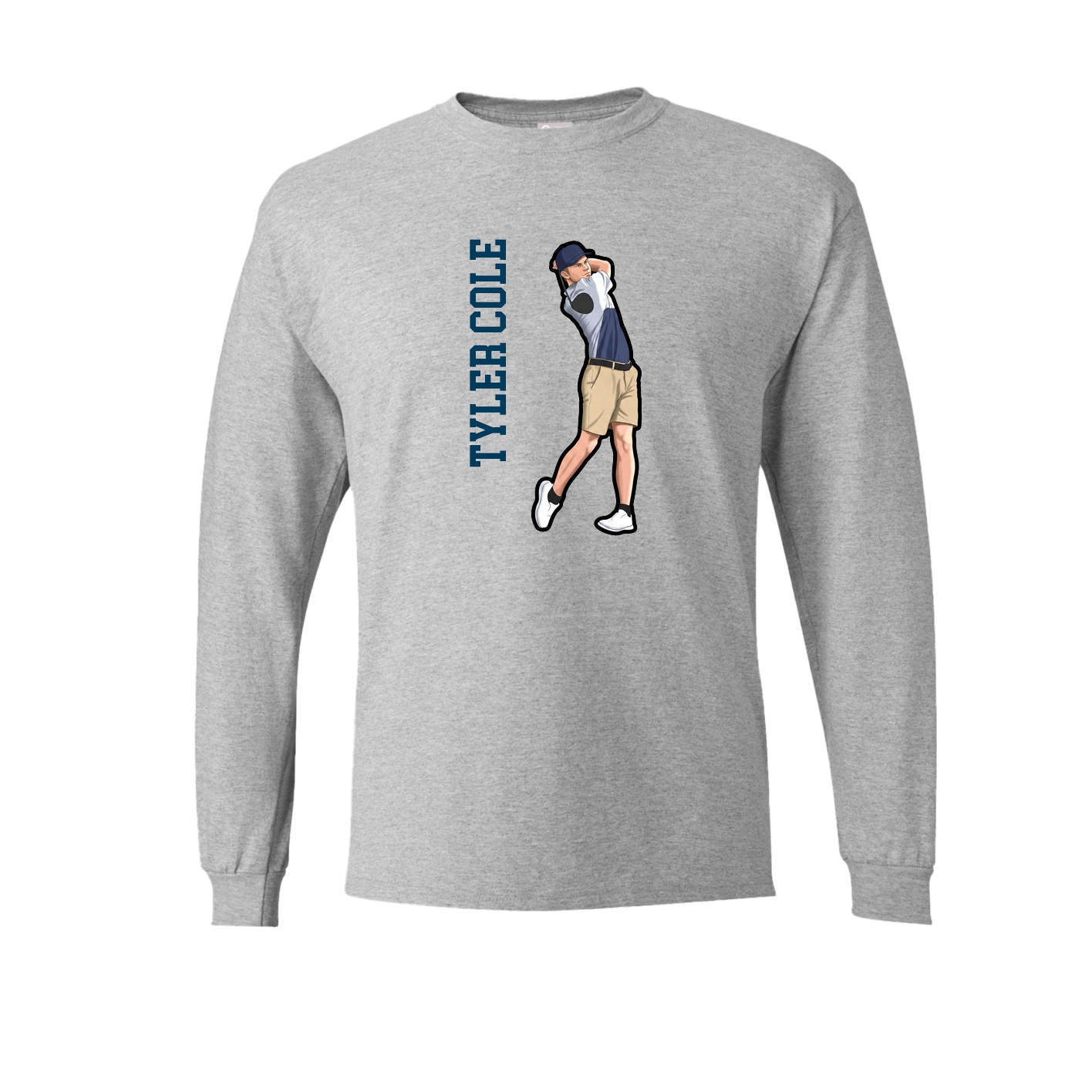 Long Sleeve Tee — Name Vertical in Grey