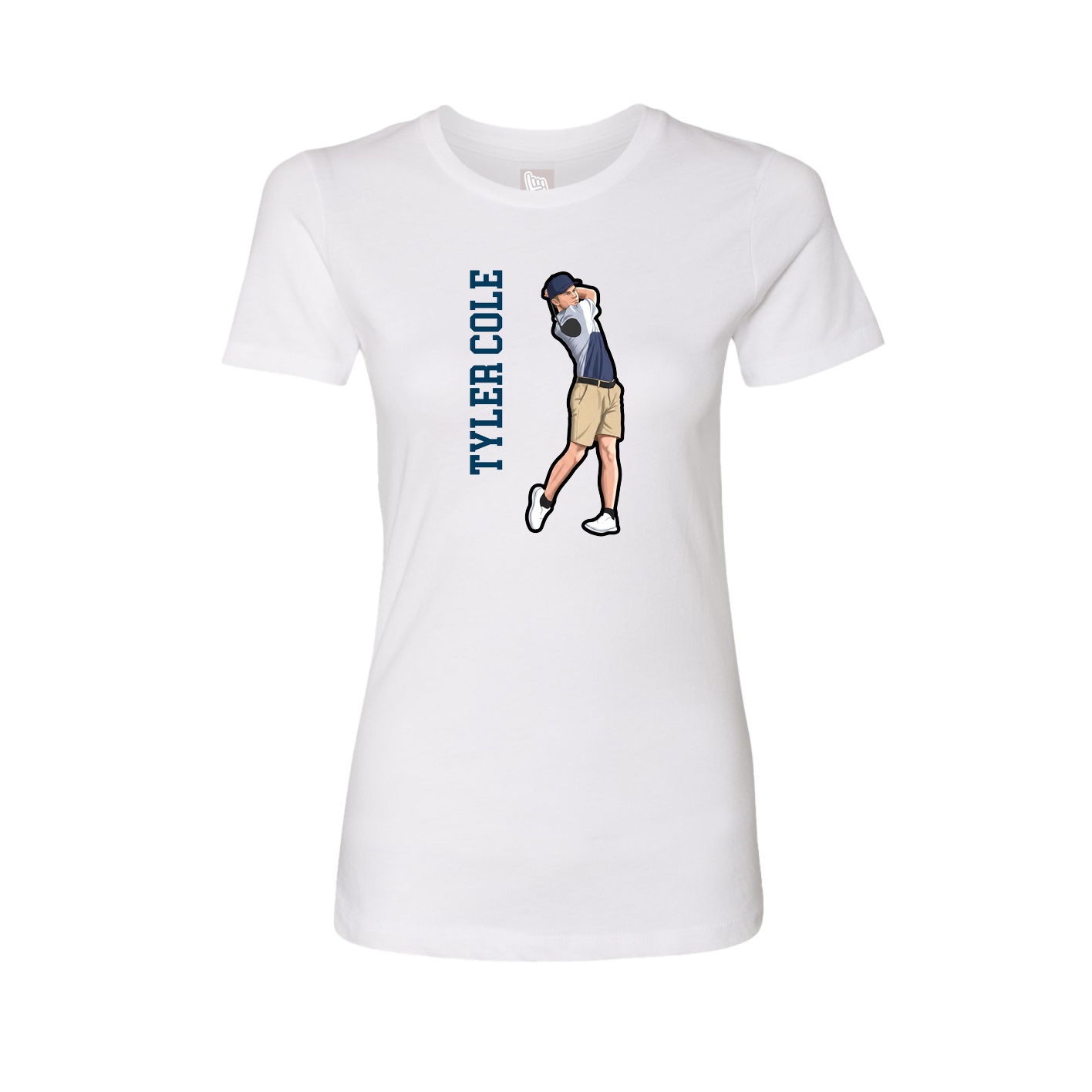 Womens Tee — Name Vertical in White