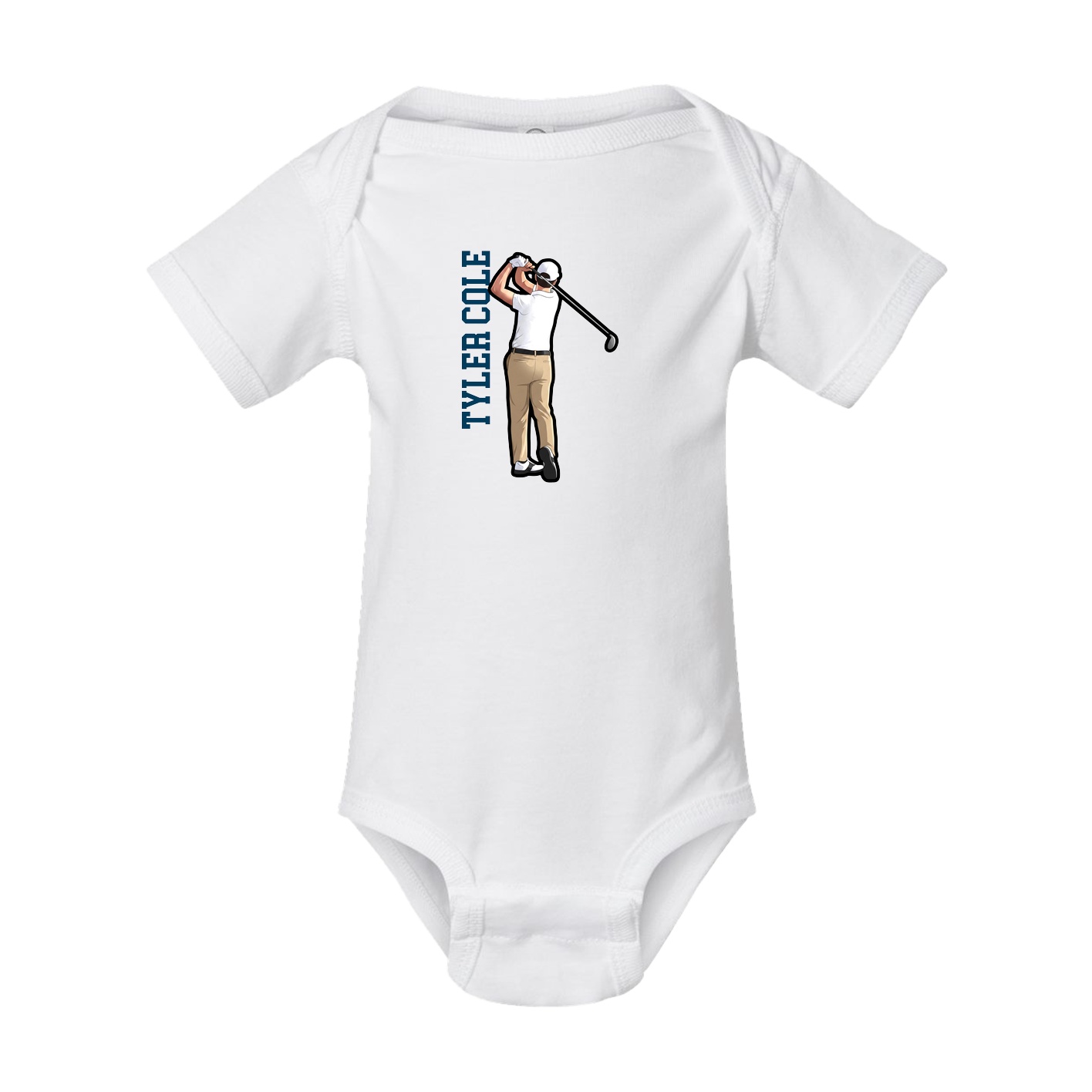 Baby Onesie — Name Vertical in White