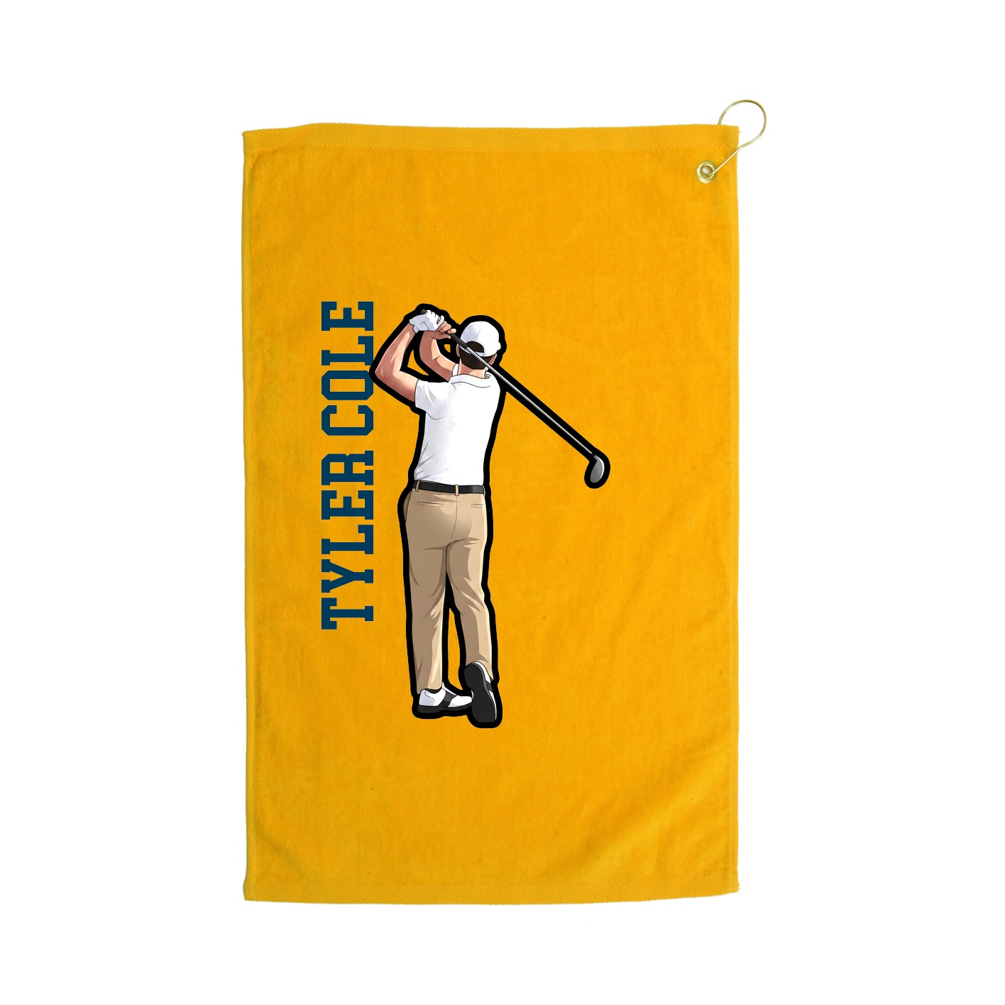 Golf Towel — Name Vertical in Gold
