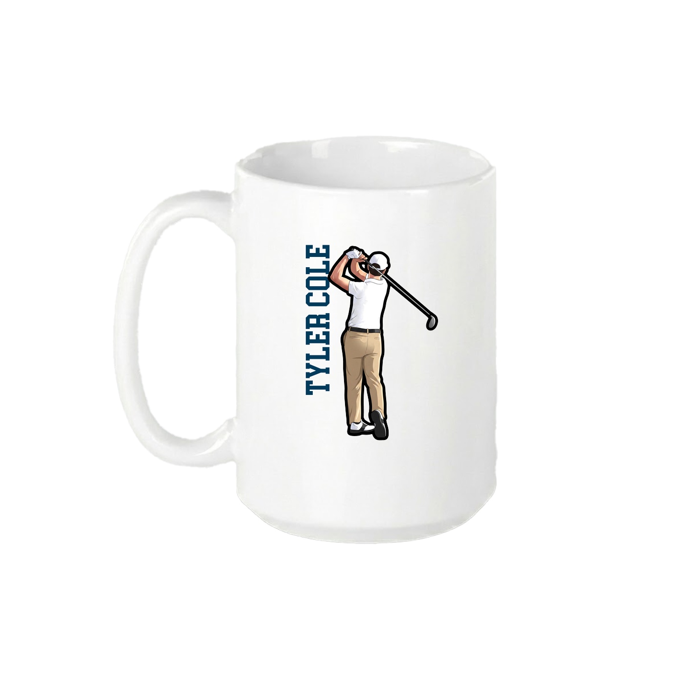 15oz Coffee Mug — Name Vertical in White