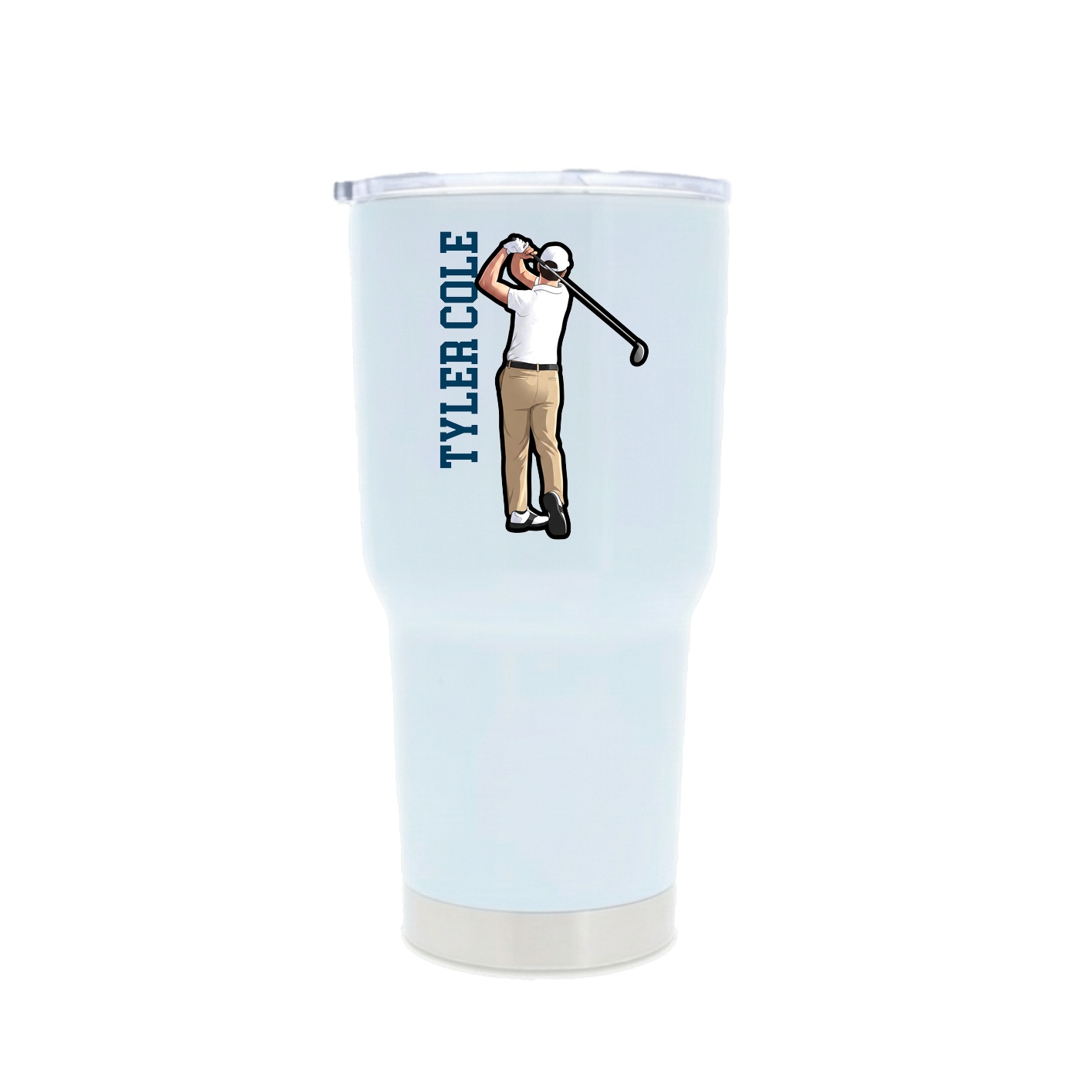 30oz Stainless Steel Tumbler — Name Vertical in White
