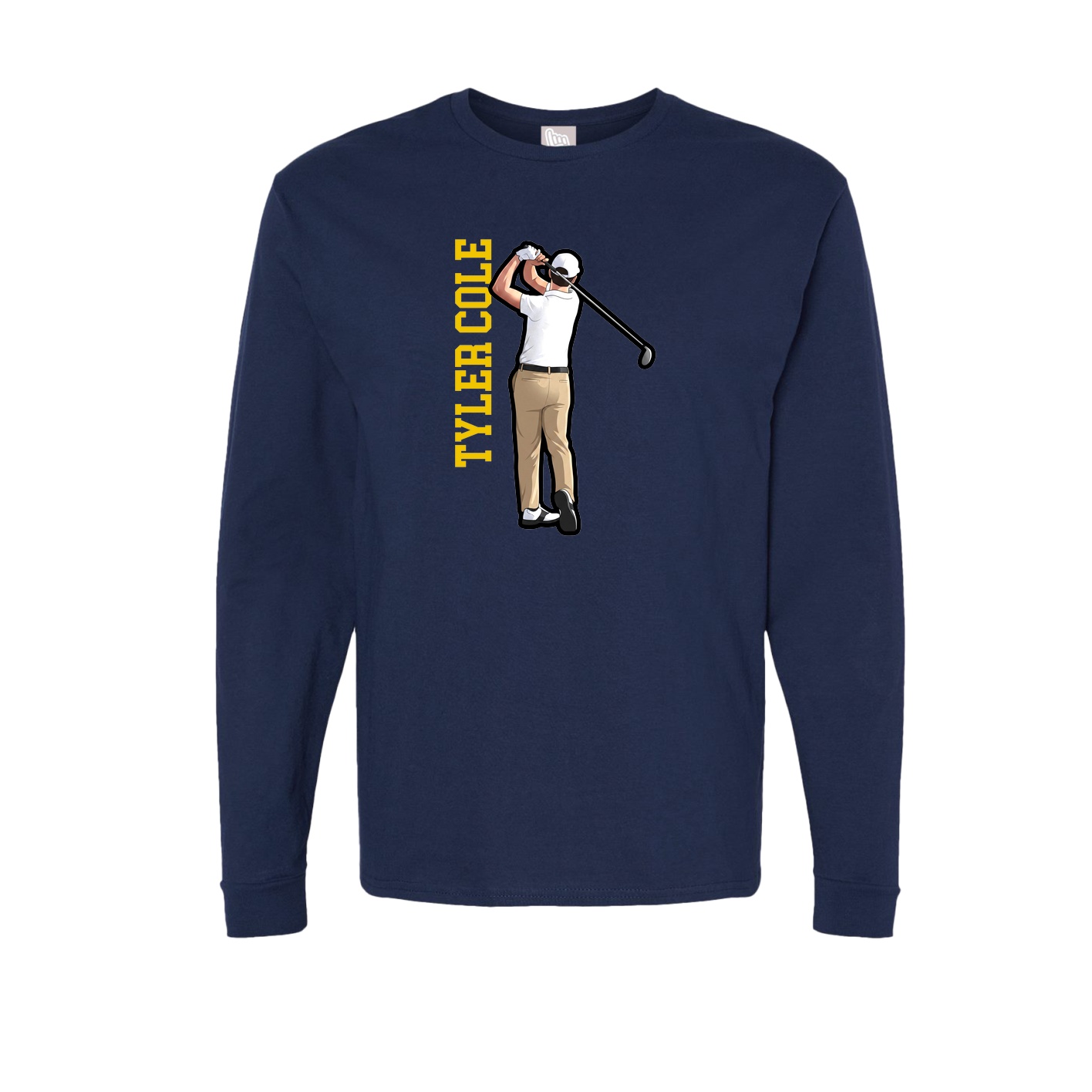 Long Sleeve Tee — Name Vertical in Navy