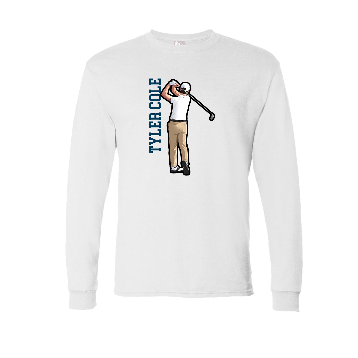 Long Sleeve Tee — Name Vertical in White