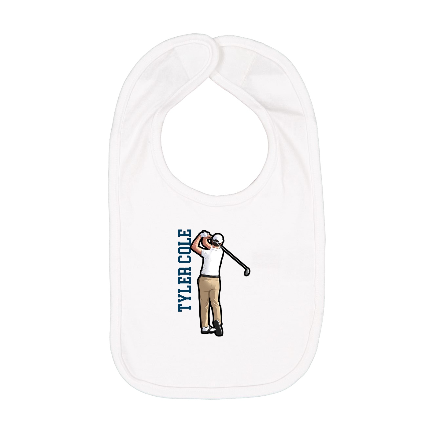 Infant Bib — Name Vertical in White