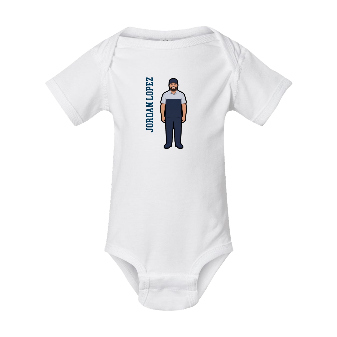 Baby Onesie — Name Vertical in White