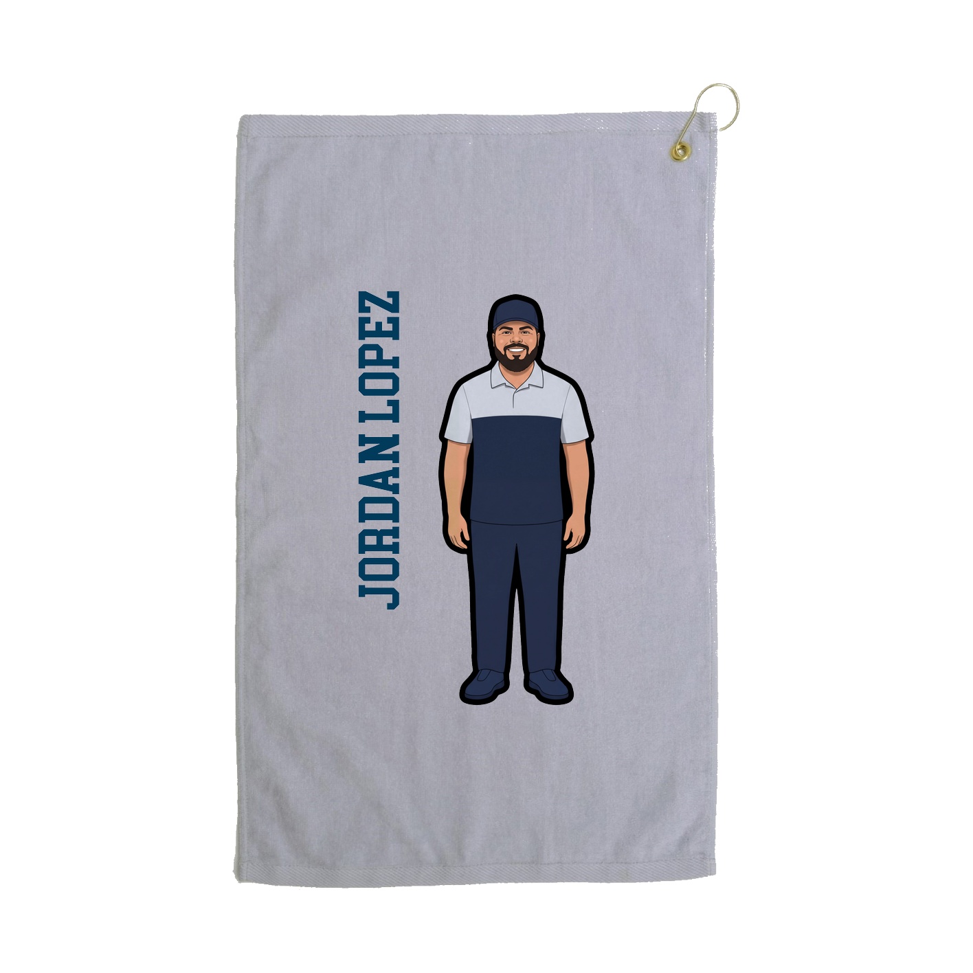 Golf Towel — Name Vertical in Grey