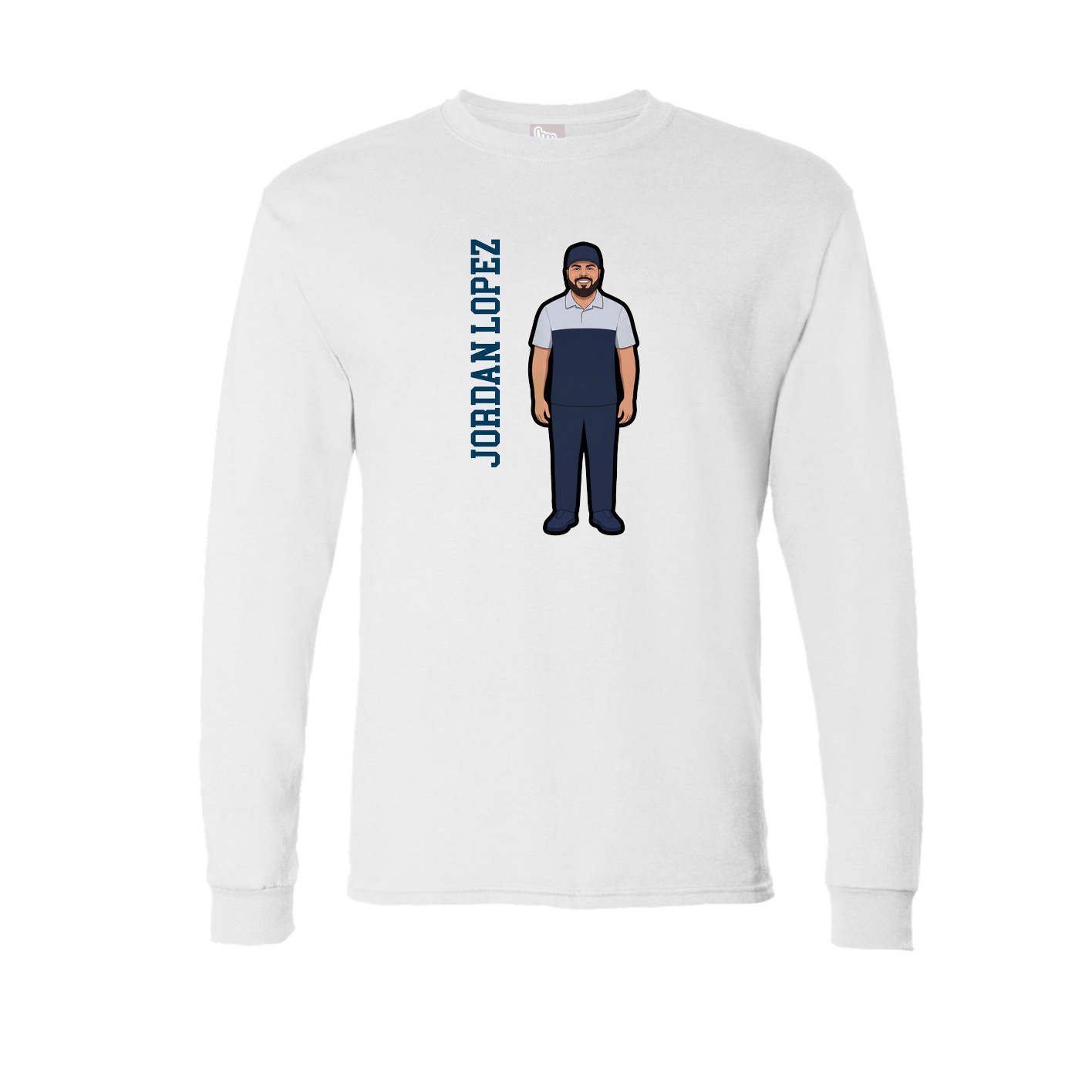 Long Sleeve Tee — Name Vertical in White