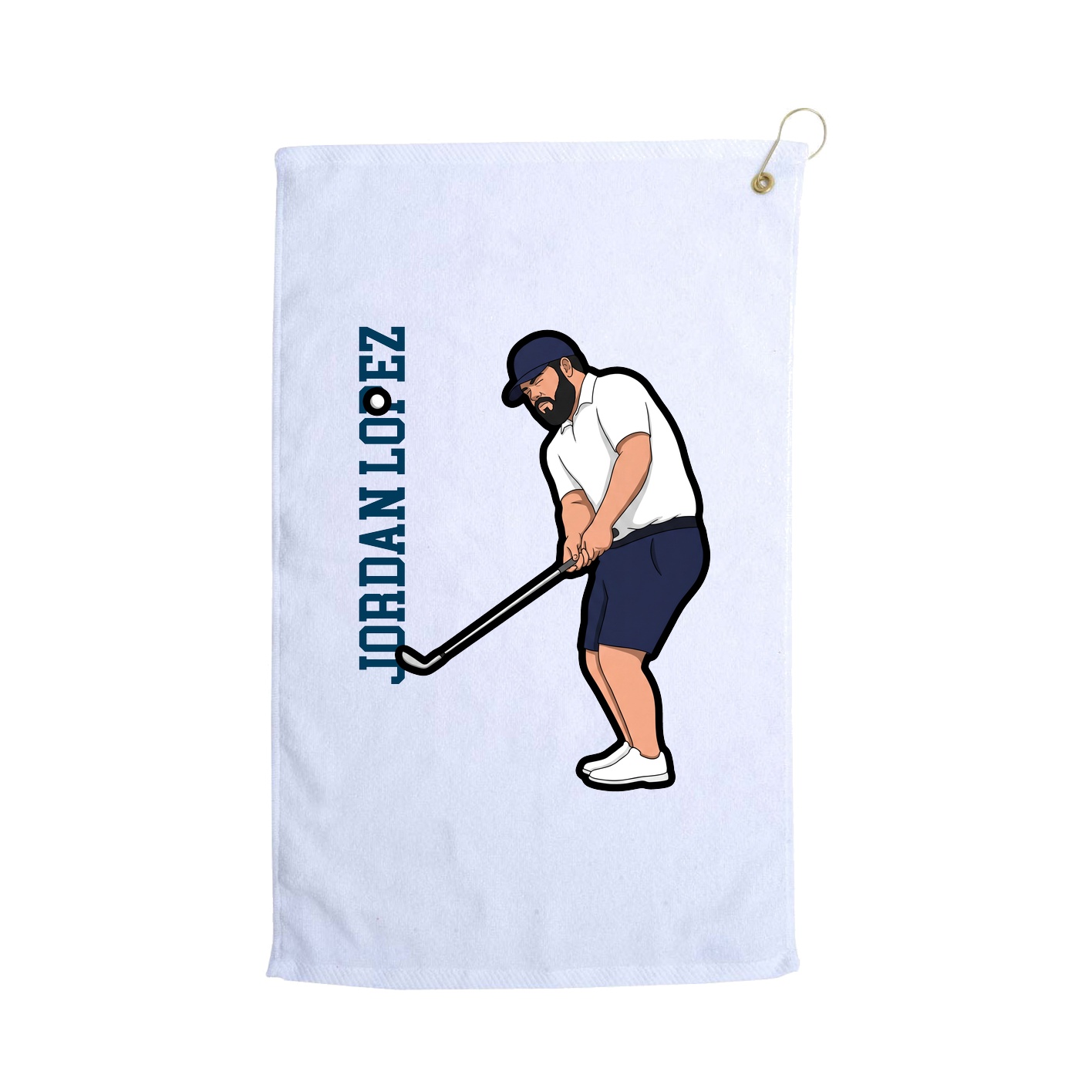 Golf Towel — Name Vertical in White