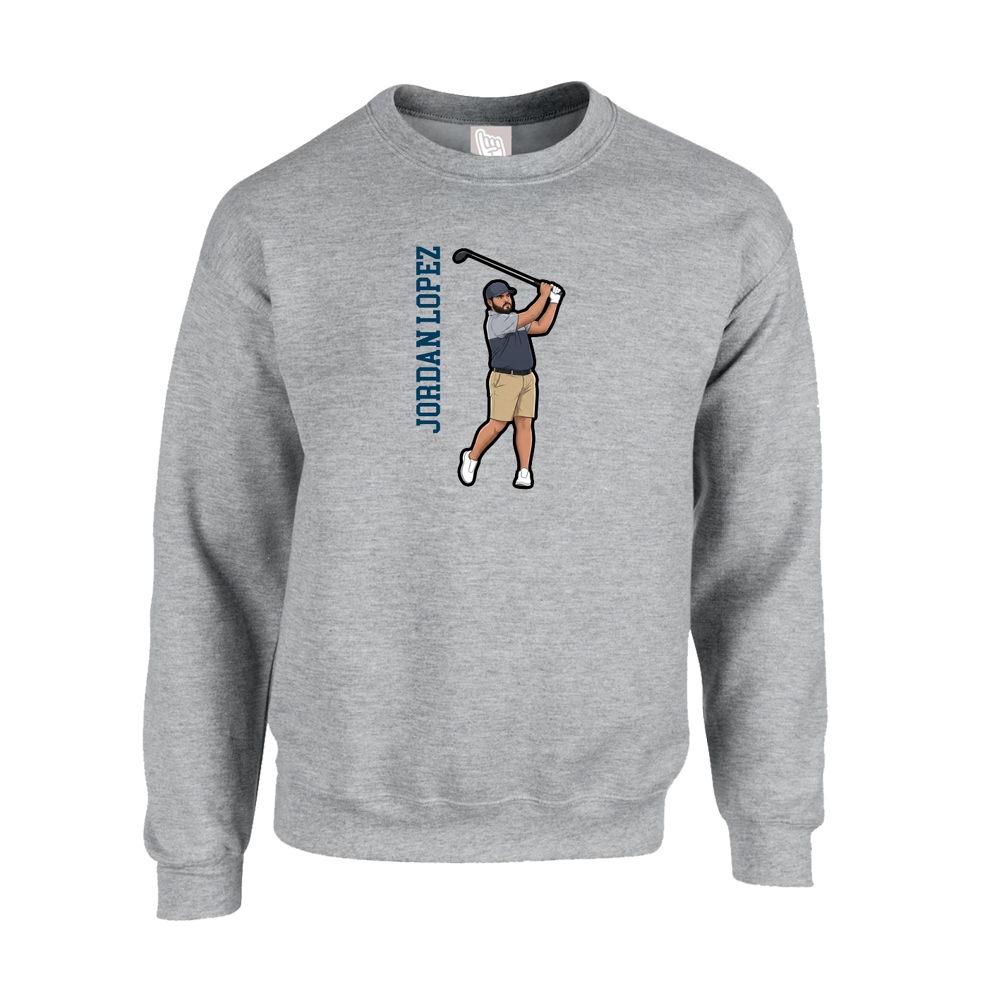 Fleece Crew — Name Vertical in Grey
