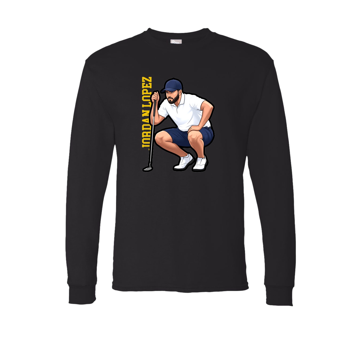 Long Sleeve Tee — Name Vertical in Black