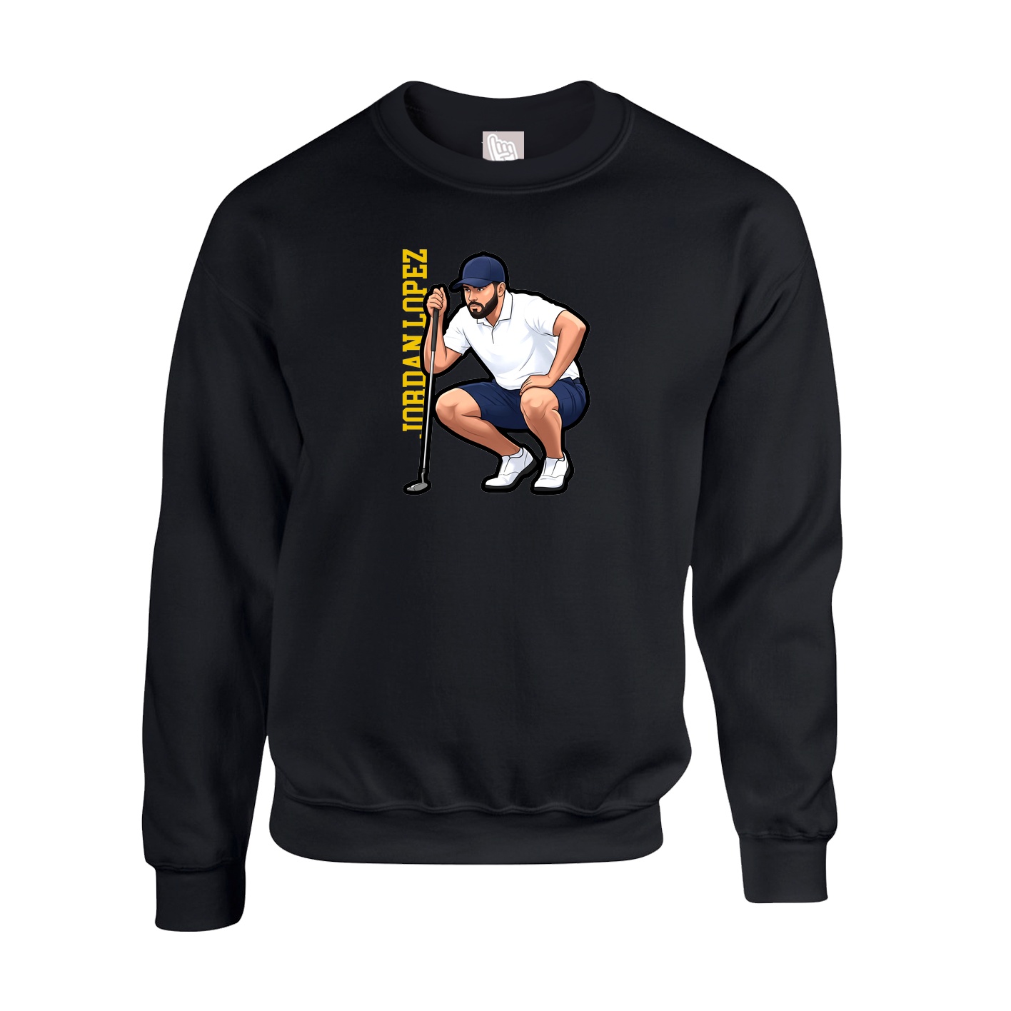 Fleece Crew — Name Vertical in Black