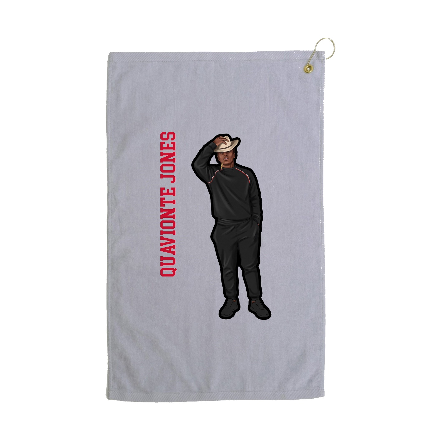 Golf Towel — Name Vertical in Grey