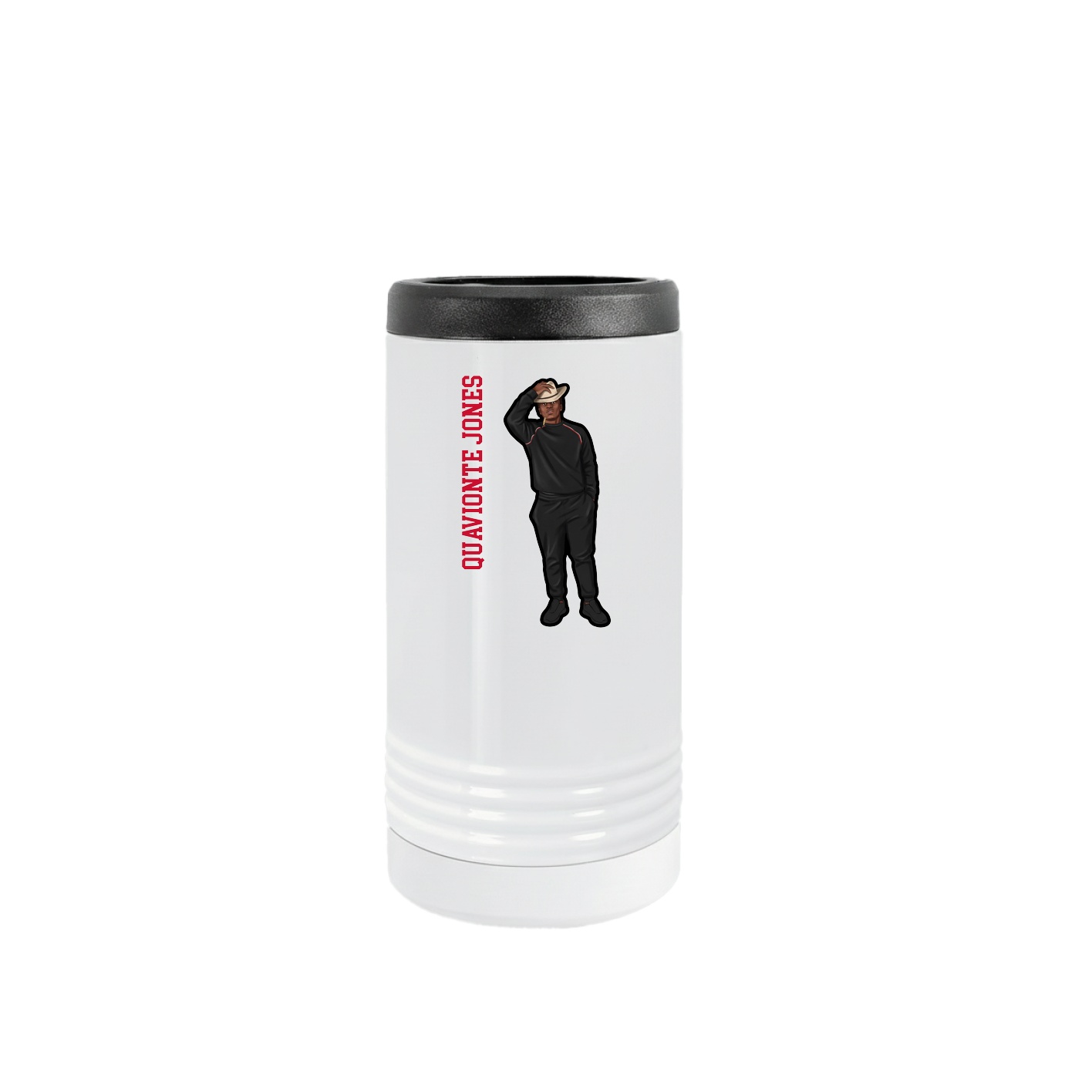 Slim Beverage Holder — Name Vertical in White