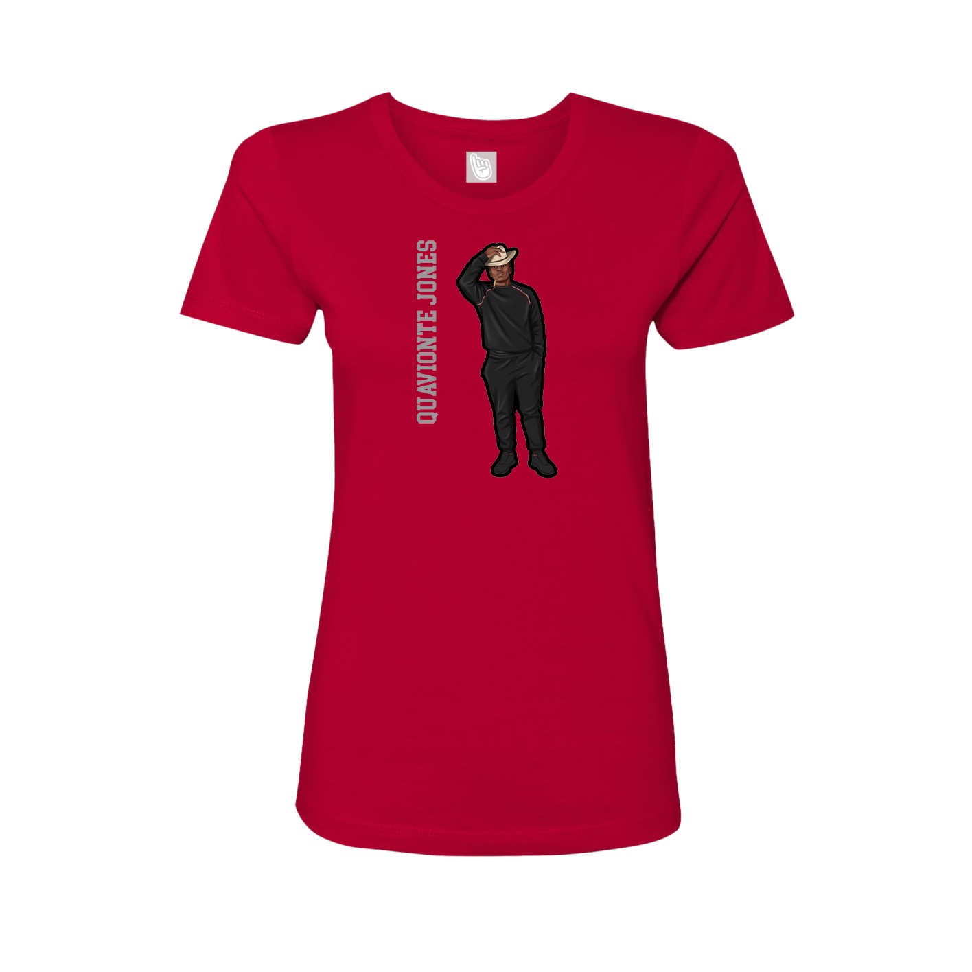 Fitted Women's Tee — Name Vertical in Red