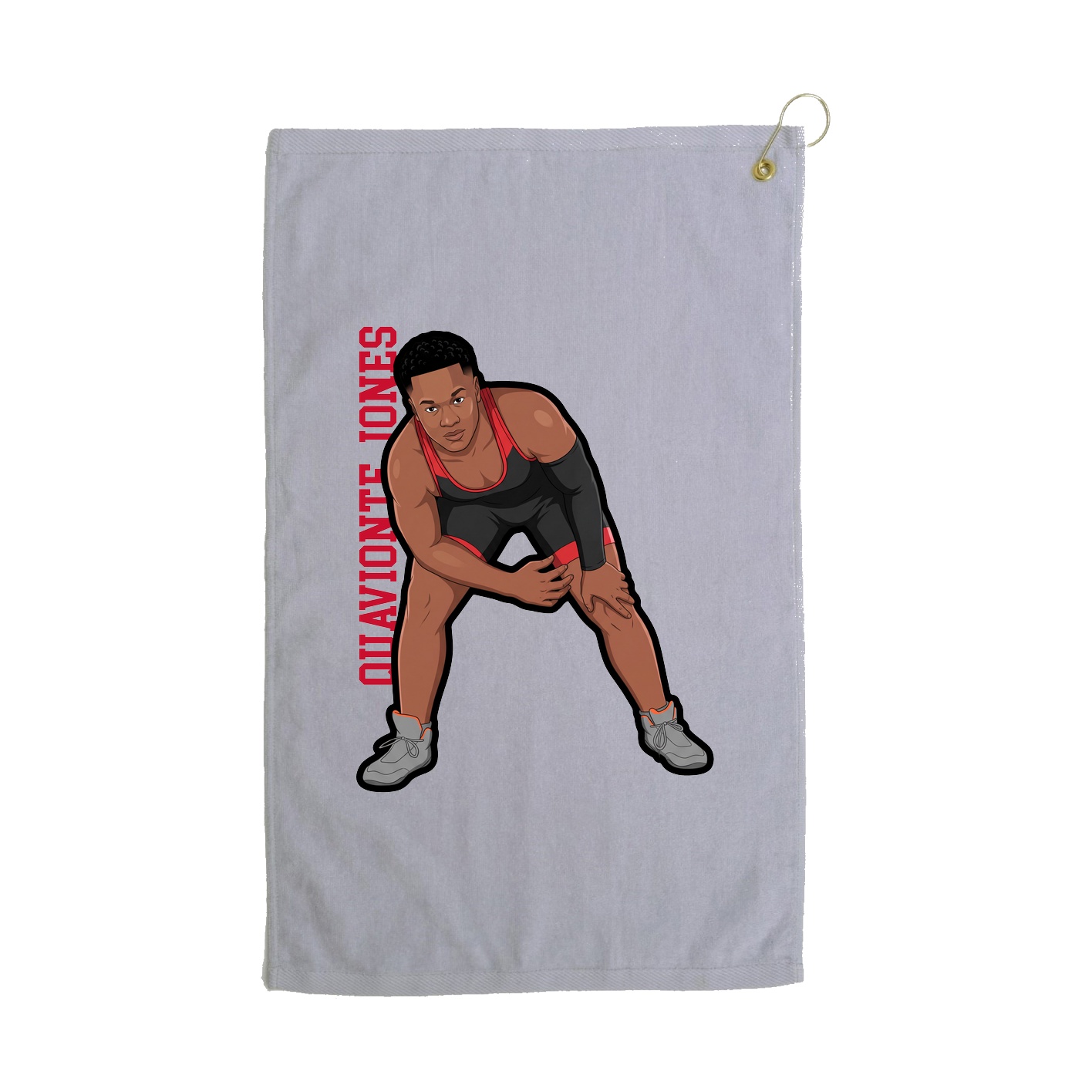 Golf Towel — Name Vertical in Grey
