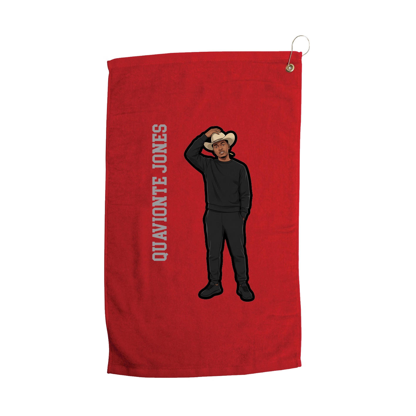Golf Towel — Name Vertical in Red