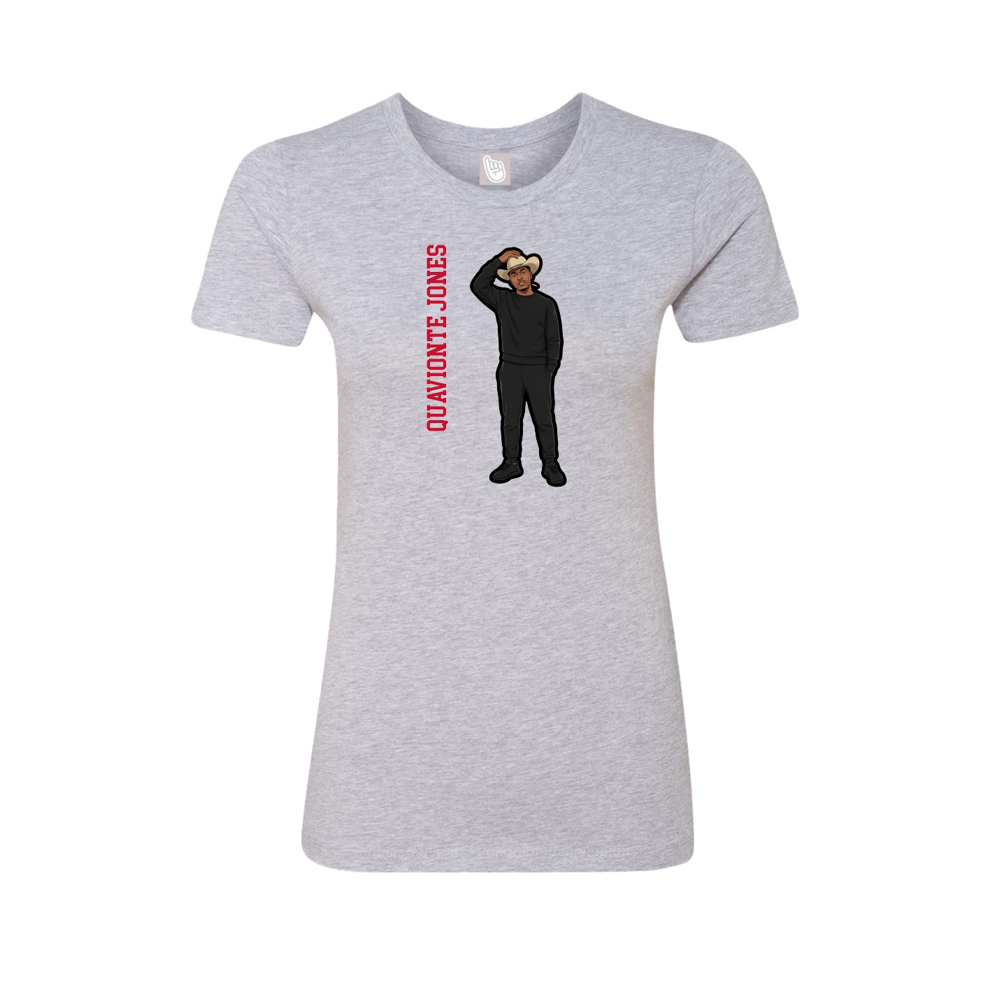 Fitted Women's Tee — Name Vertical in Grey