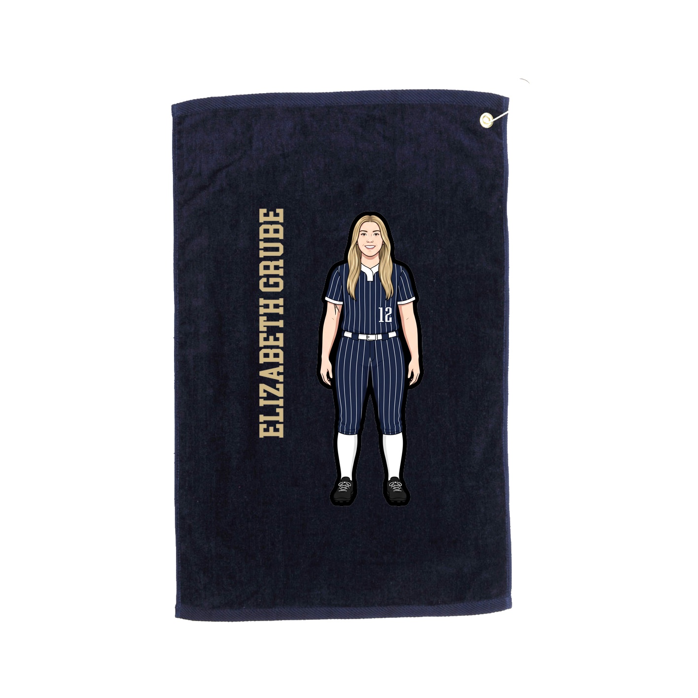 Golf Towel — Name Vertical in Navy