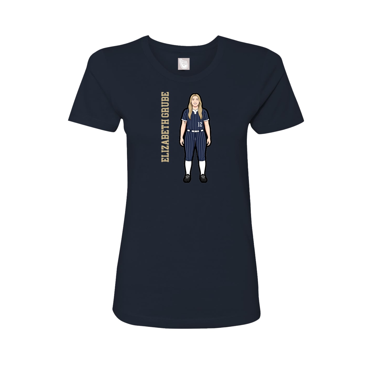 Fitted Women's Tee — Name Vertical in Navy