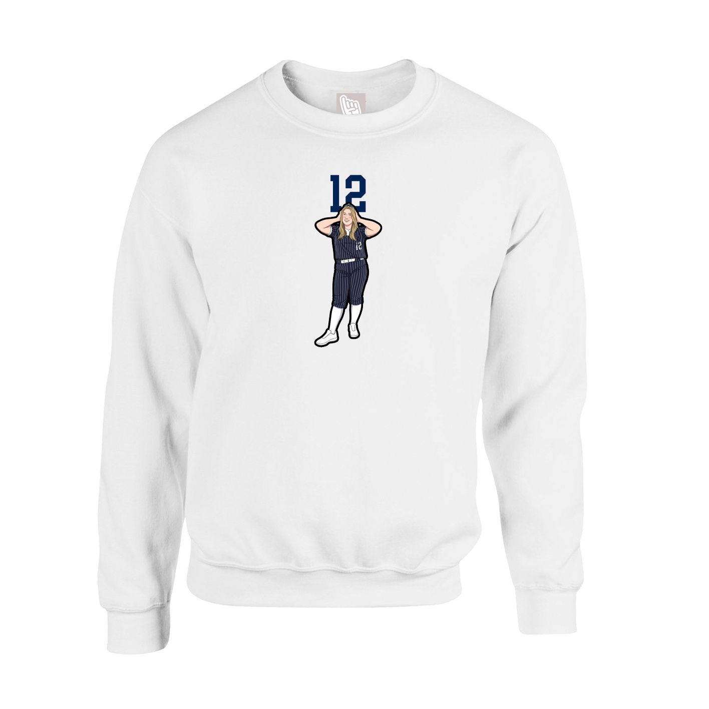 Fleece Crew — Number Top in White