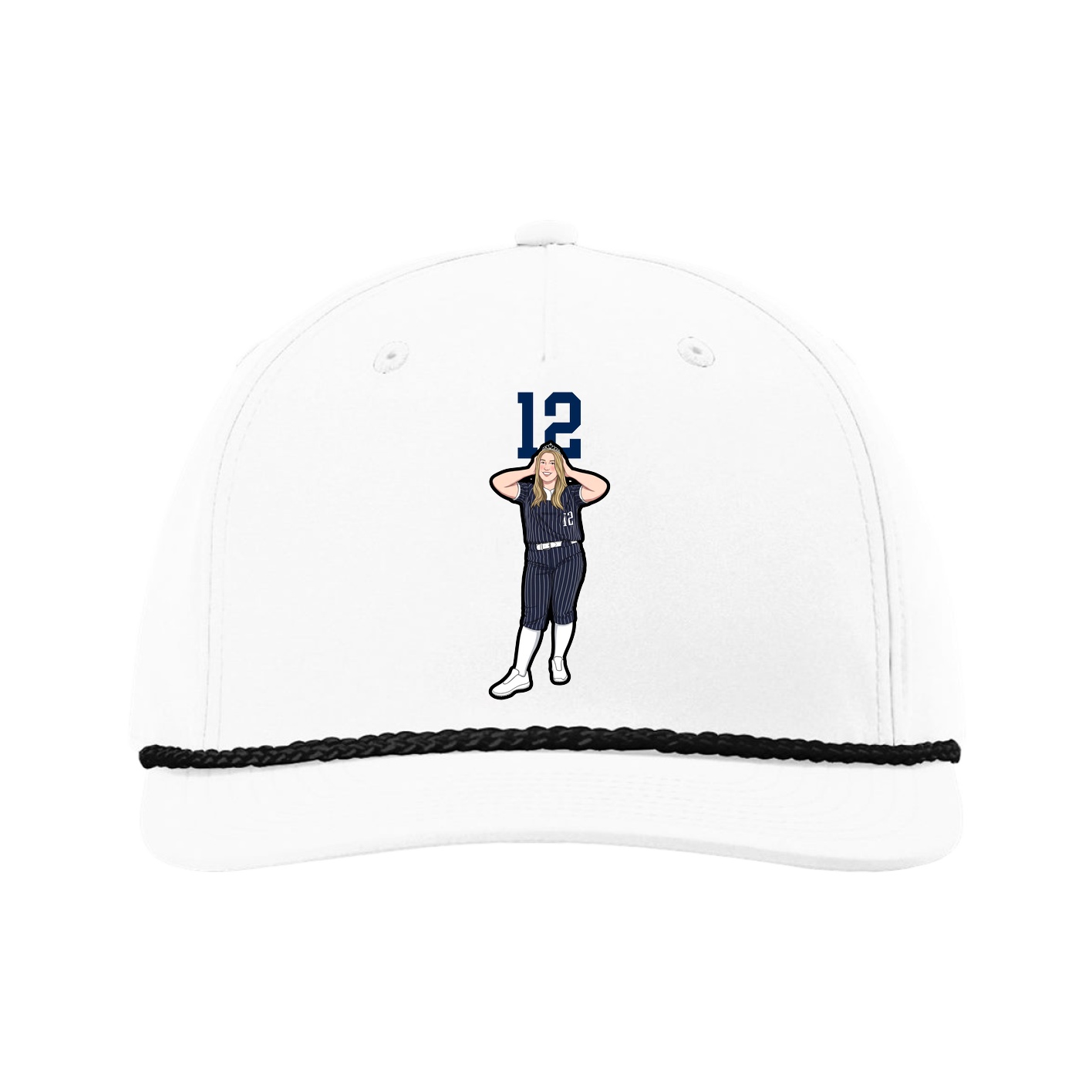 Five-Panel Classic Rope Cap — Number Top in White