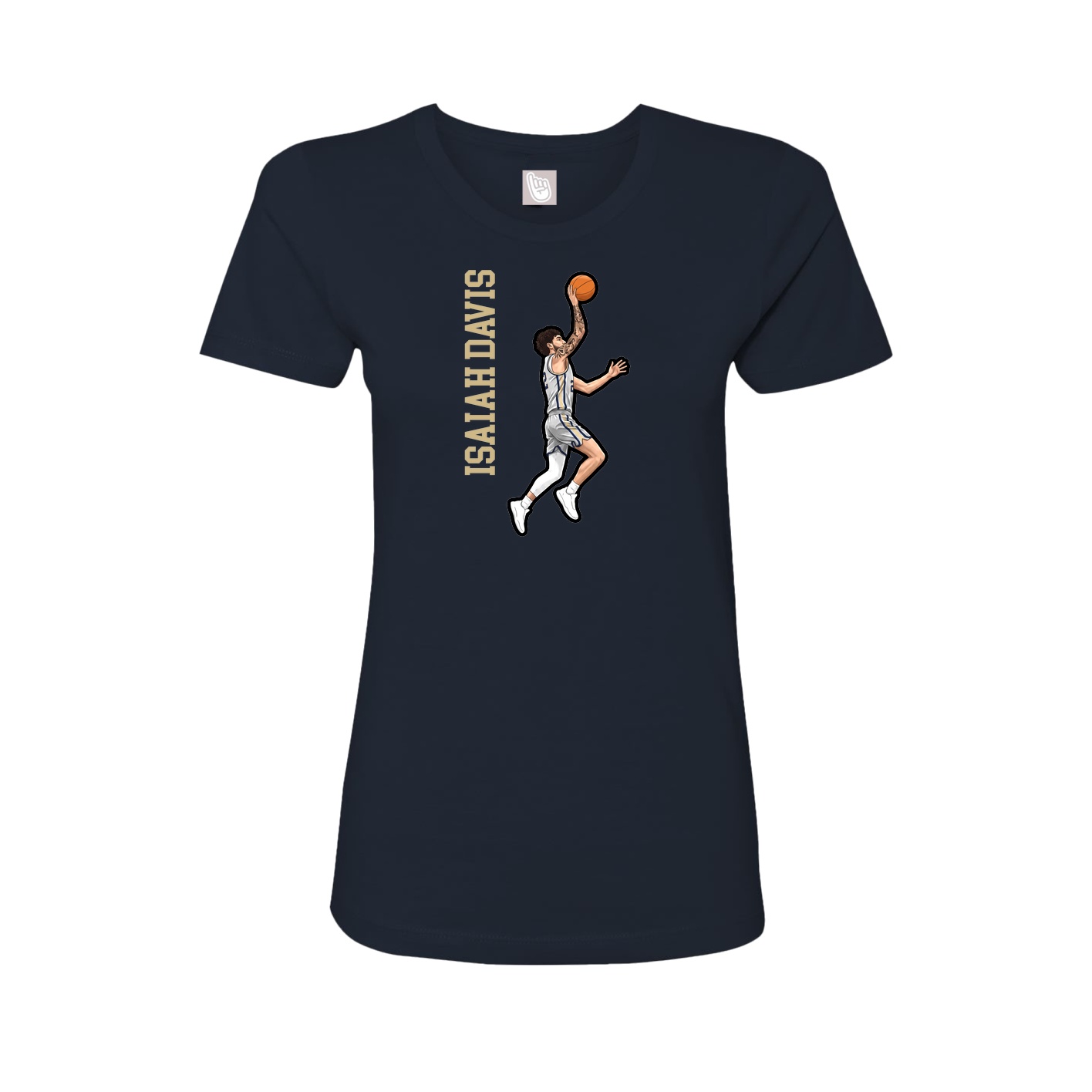 Fitted Women's Tee — Name Vertical in Navy