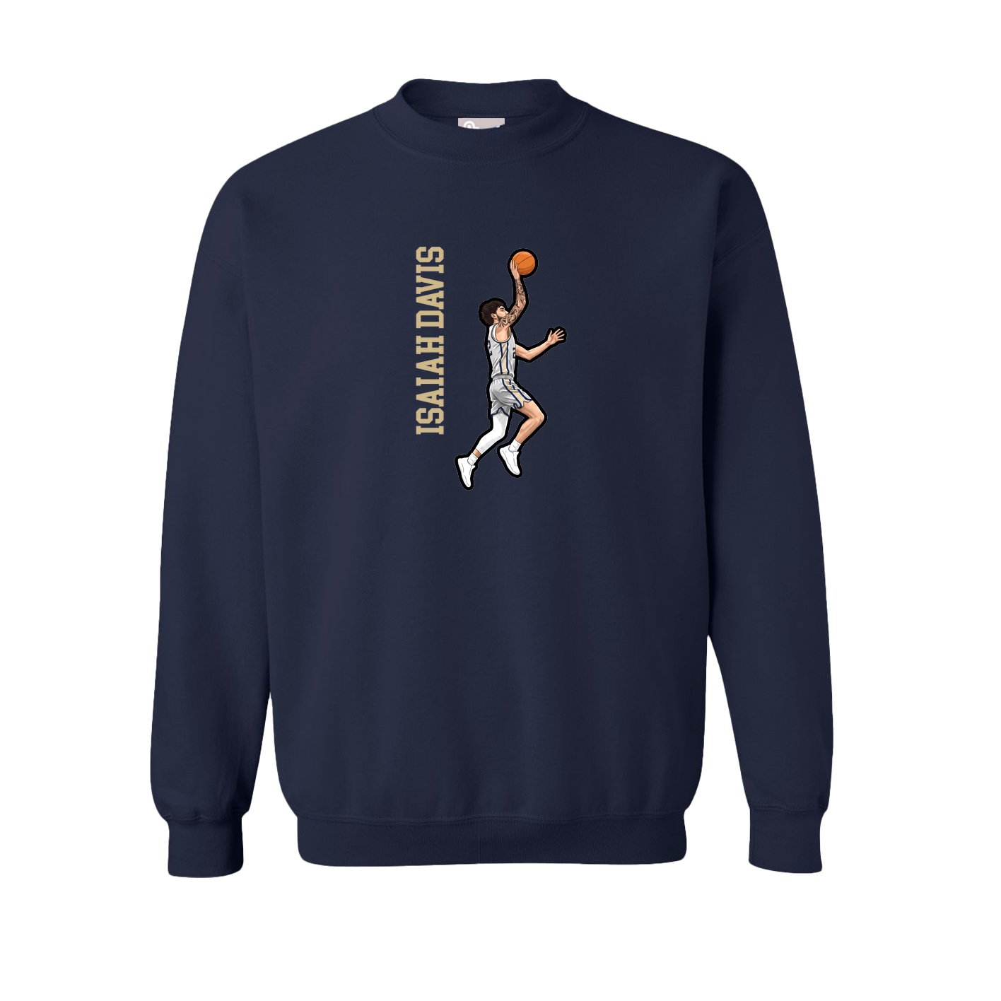 Fleece Crew — Name Vertical in Navy