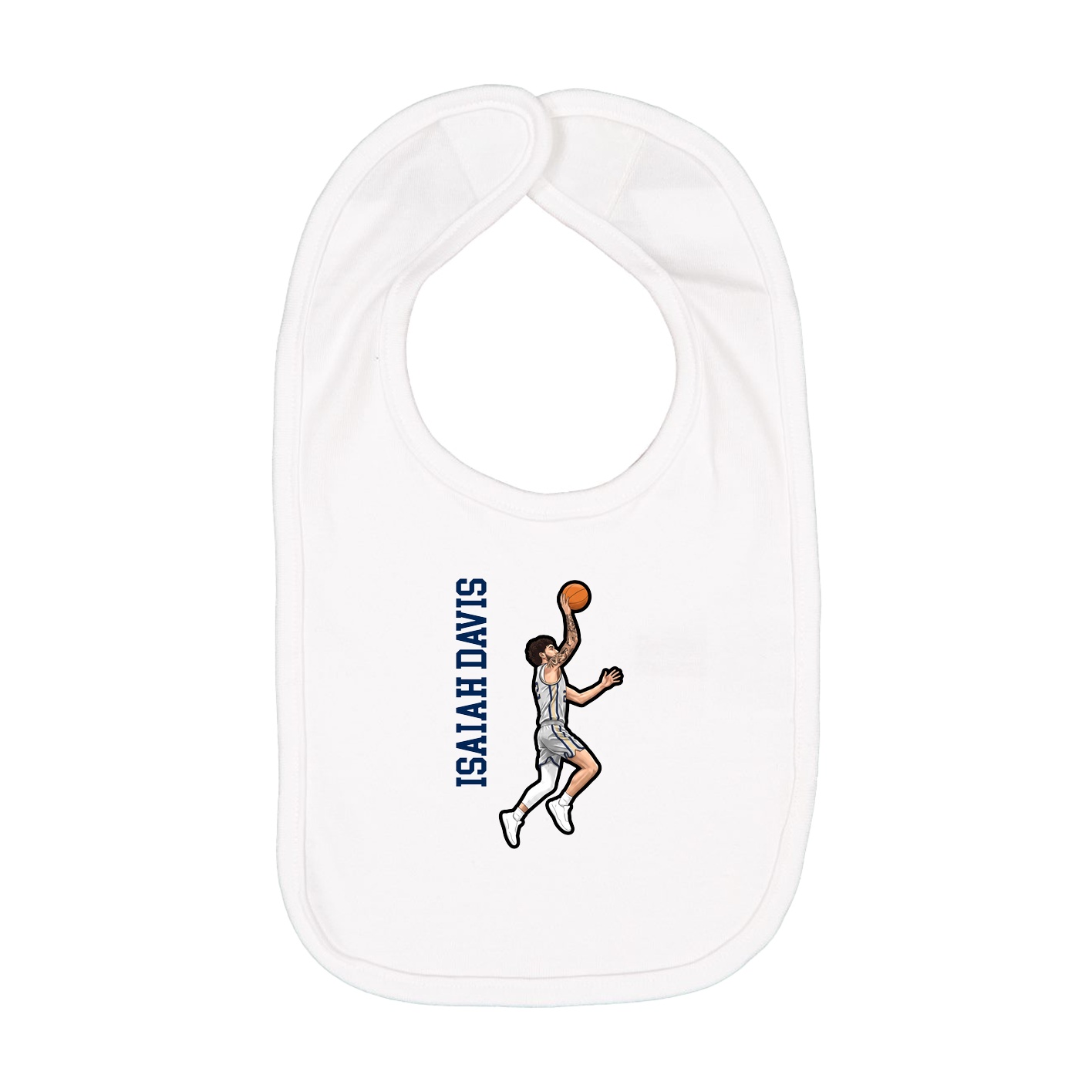 Infant Bib — Name Vertical in White