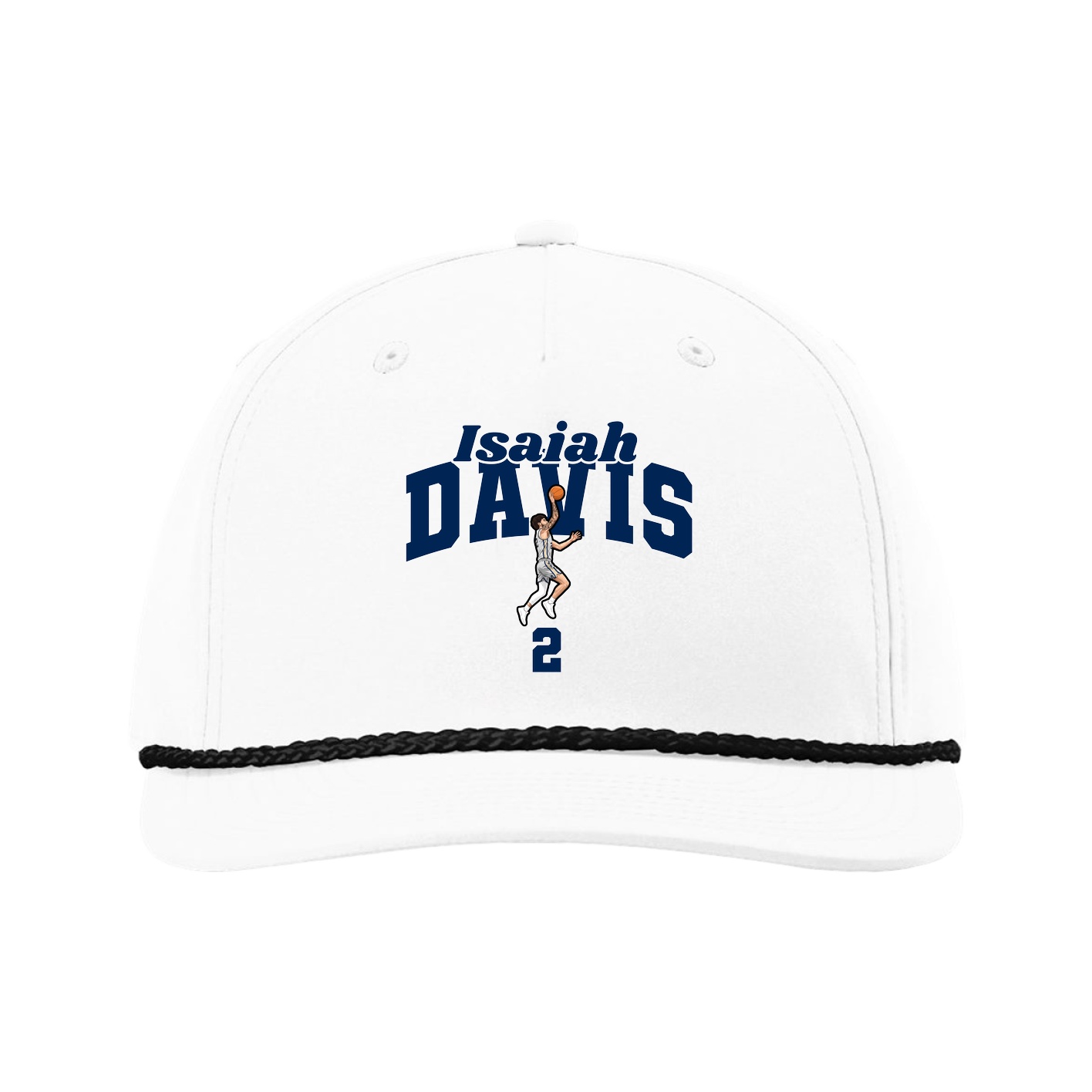 Five-Panel Classic Rope Cap — Signature Arch in White