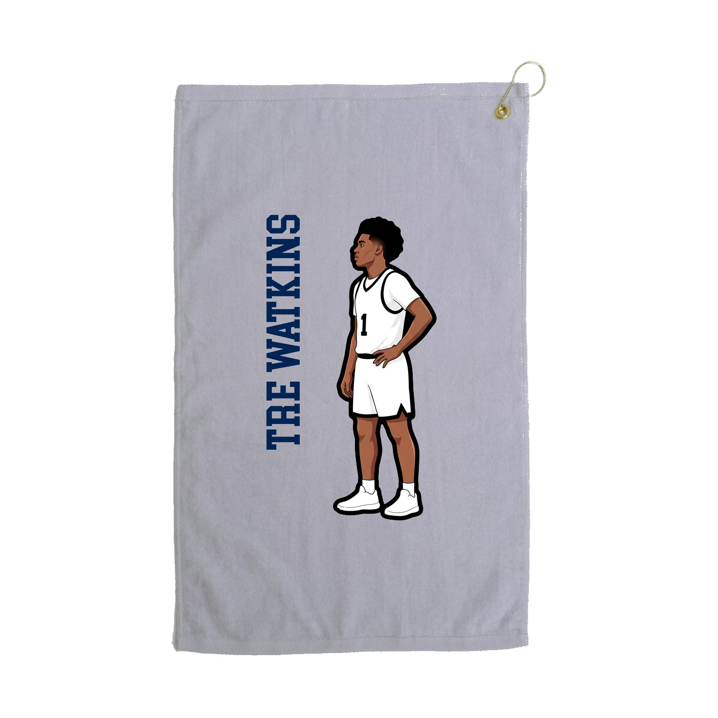 Golf Towel — Name Vertical in Grey