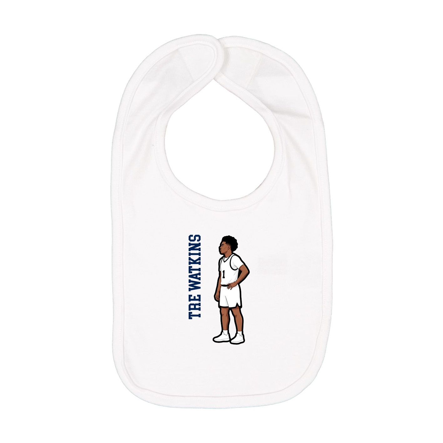 Infant Bib — Name Vertical in White