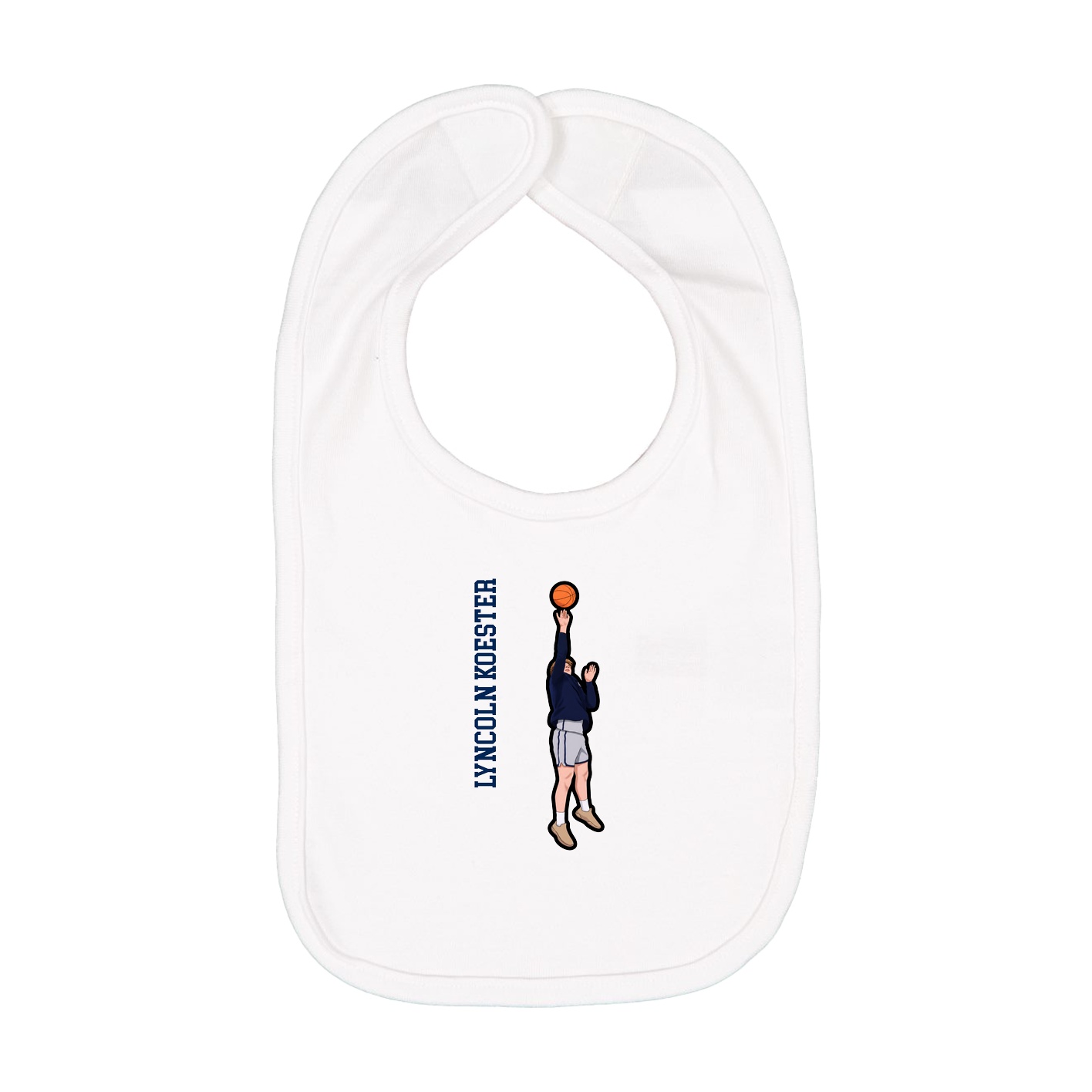Infant Bib — Name Vertical in White