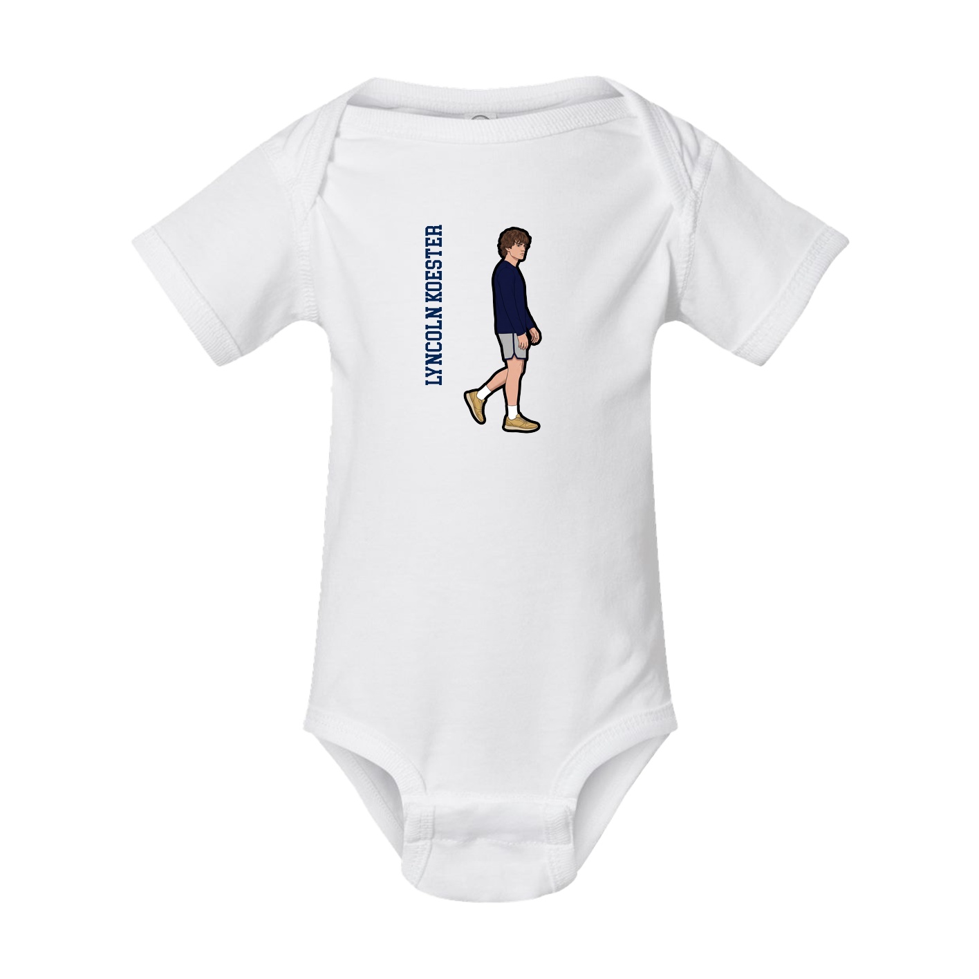 Baby Onesie — Name Vertical in White