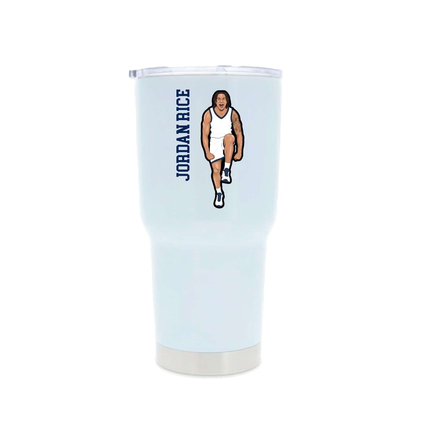 30oz Stainless Steel Tumbler — Name Vertical in White
