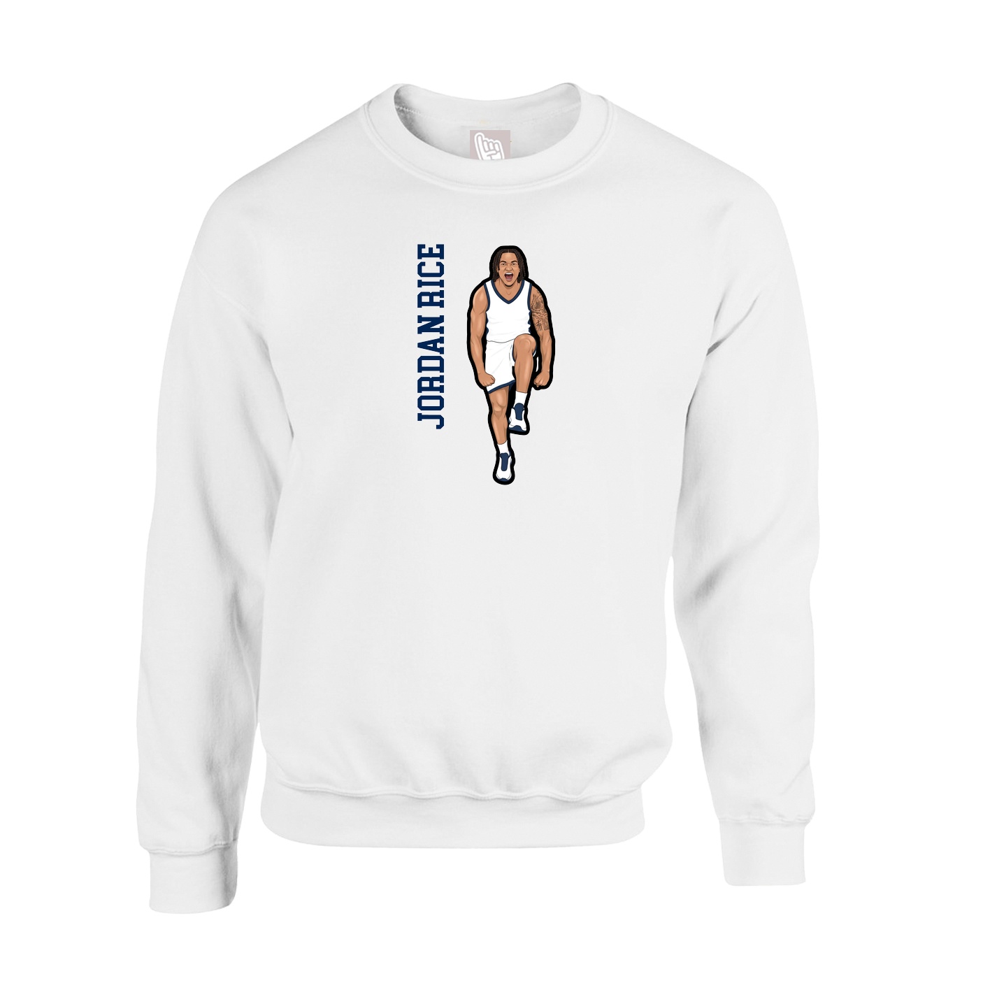 Fleece Crew — Name Vertical in White