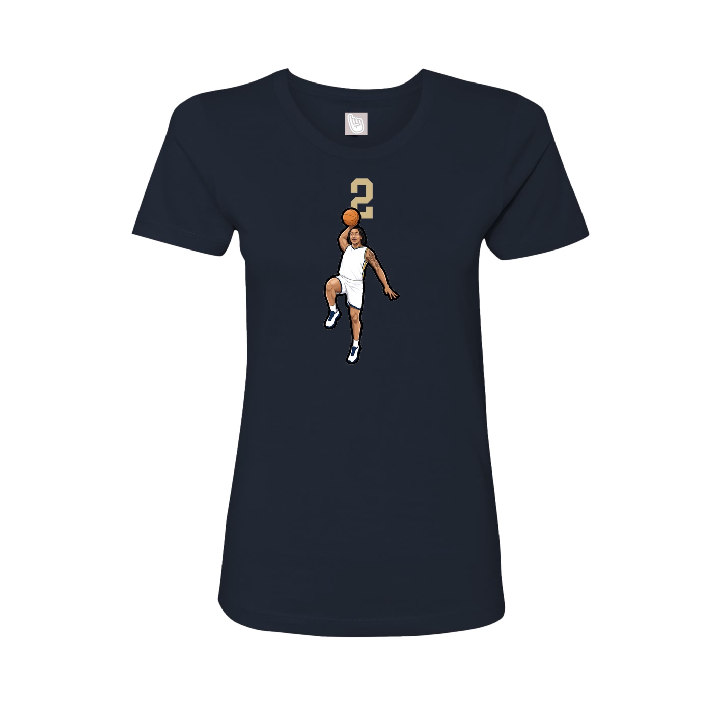 Fitted Women's Tee — Number Top in Navy