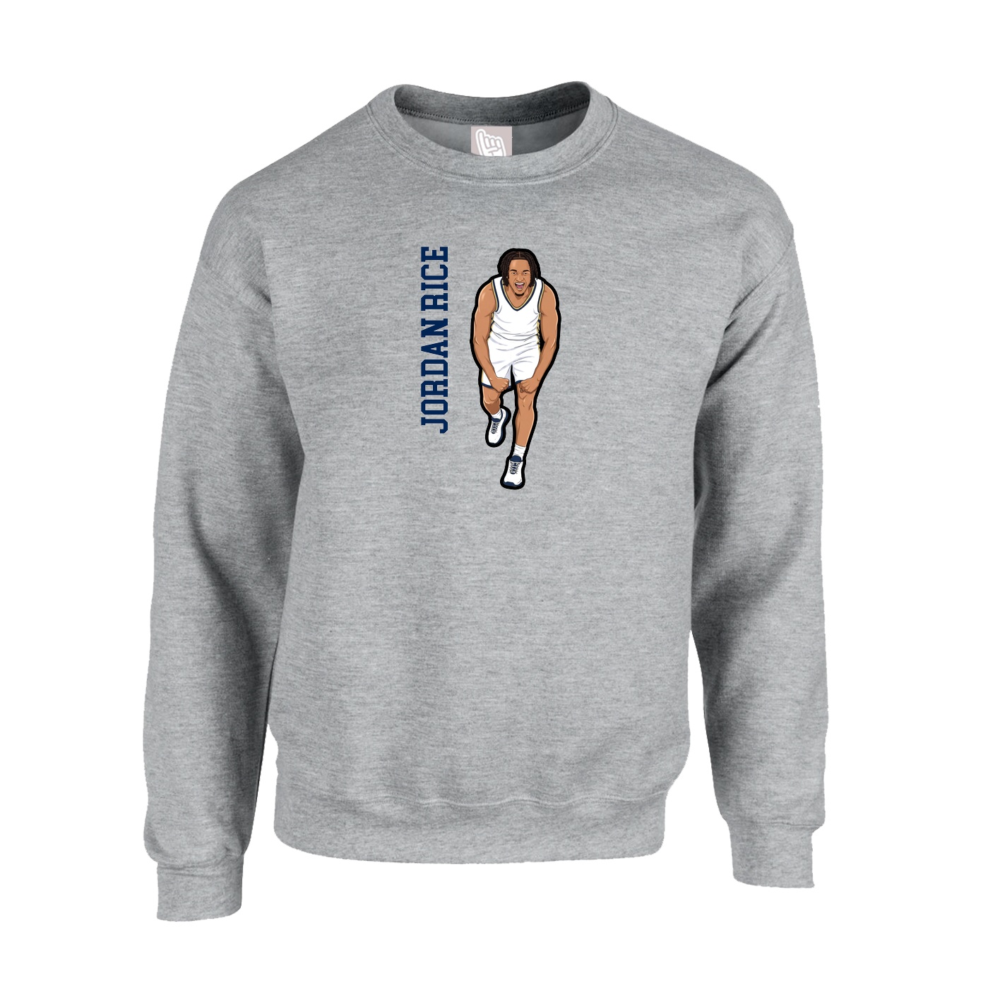 Fleece Crew — Name Vertical in Grey