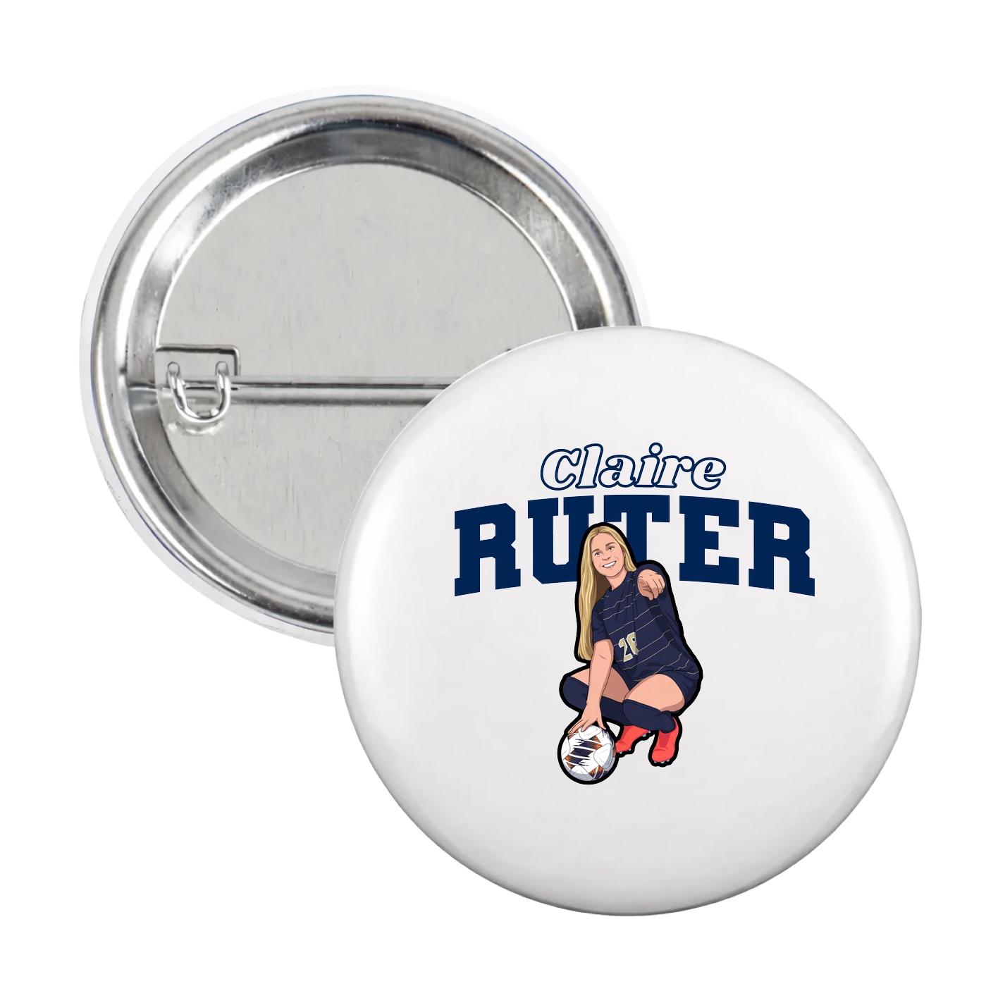Game Day Button — Name Arch in White
