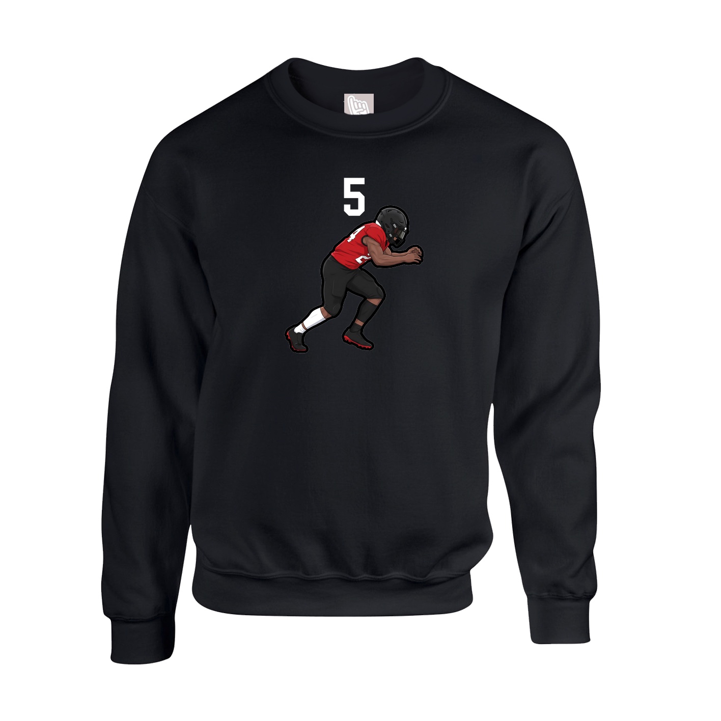 Fleece Crew — Number Top in Black