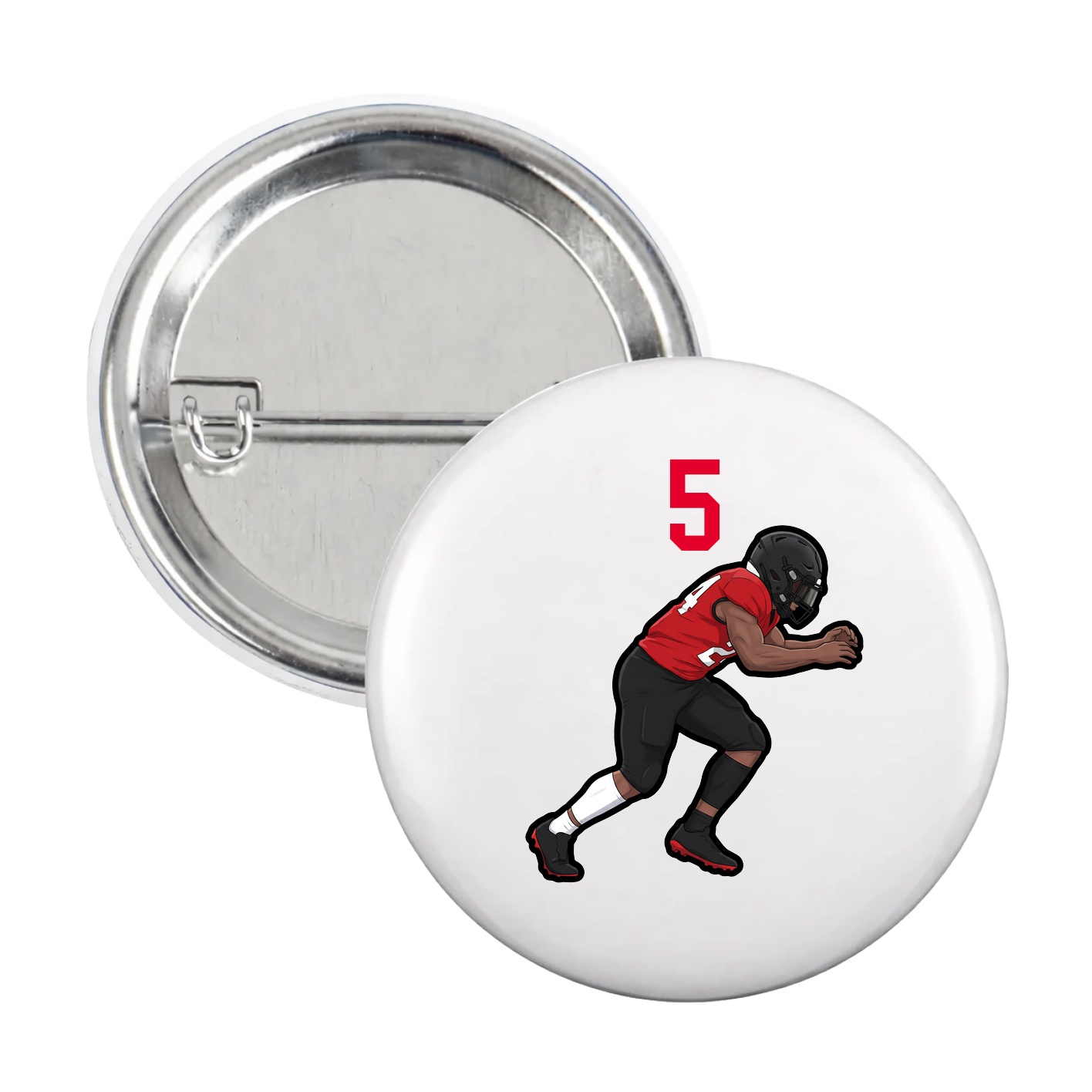 Game Day Button — Number Top in White
