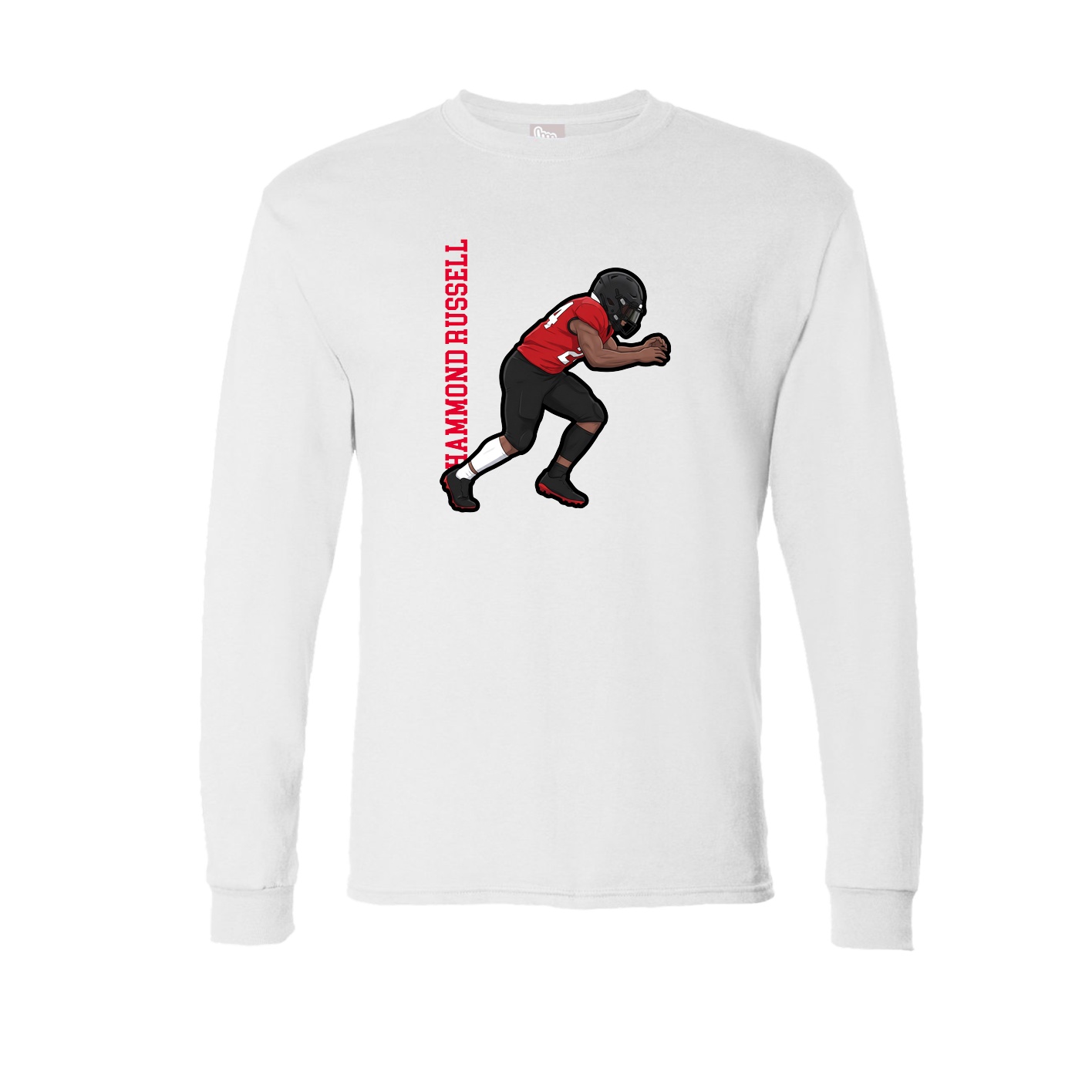 Long Sleeve Tee — Name Vertical in White