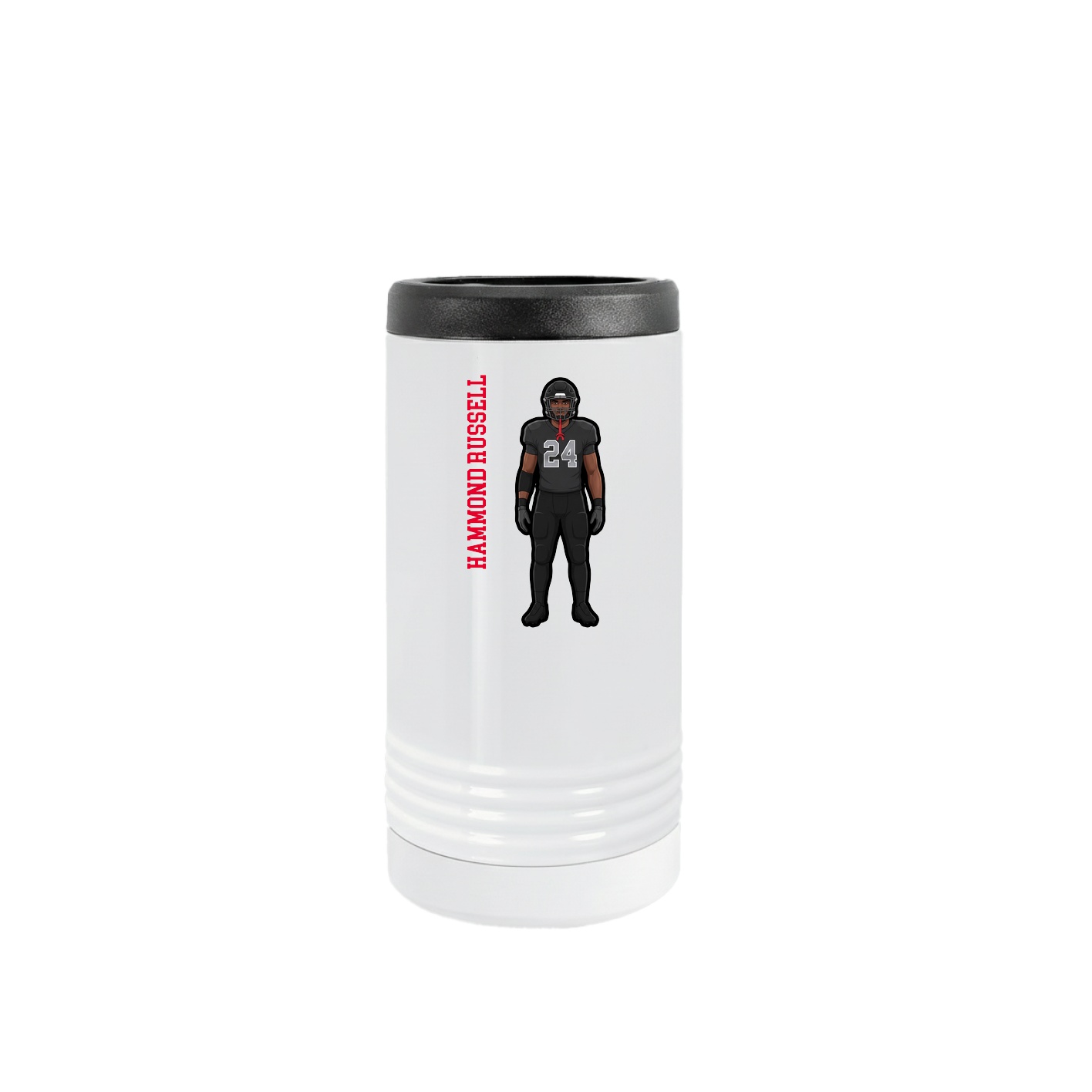 Slim Beverage Holder — Name Vertical in White