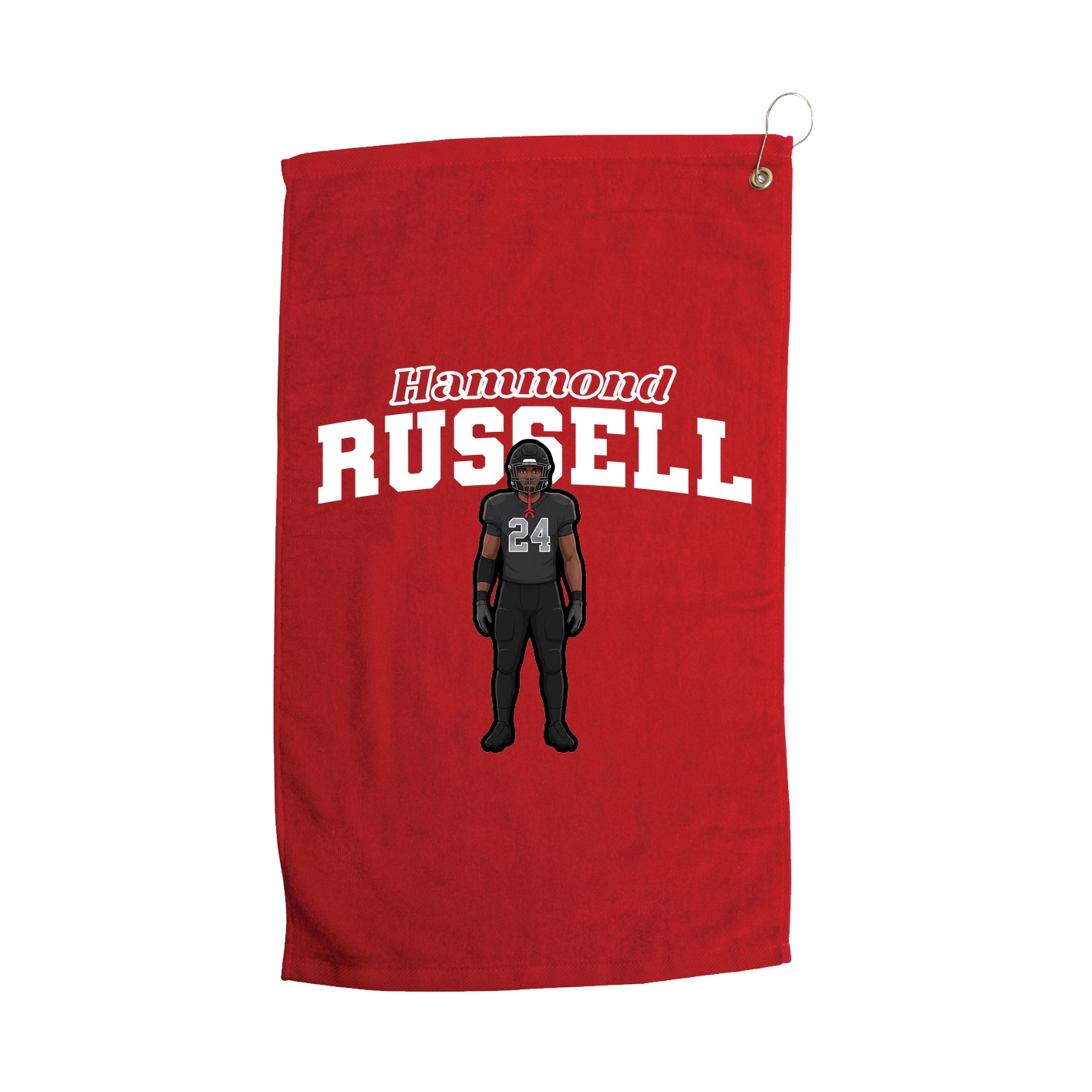 Golf Towel — Name Arch in Red