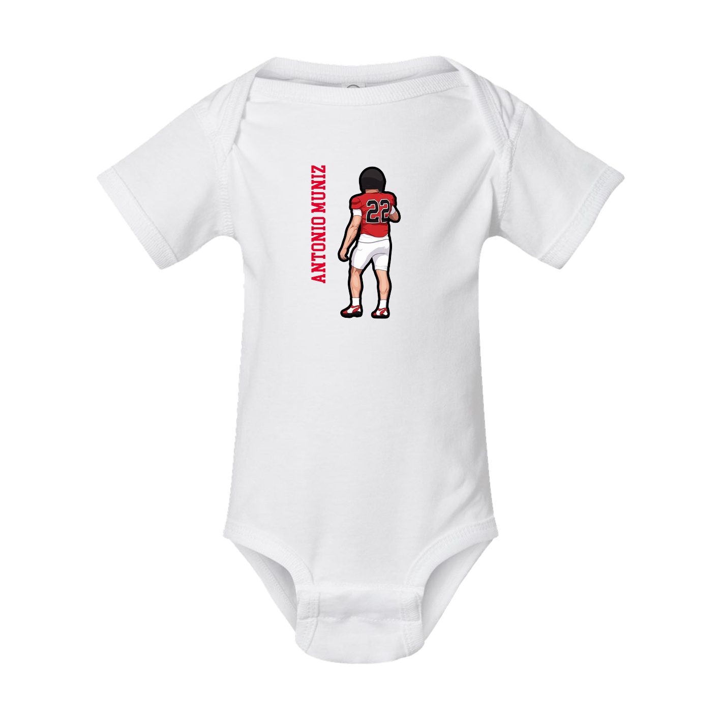 Baby Onesie — Name Vertical in White